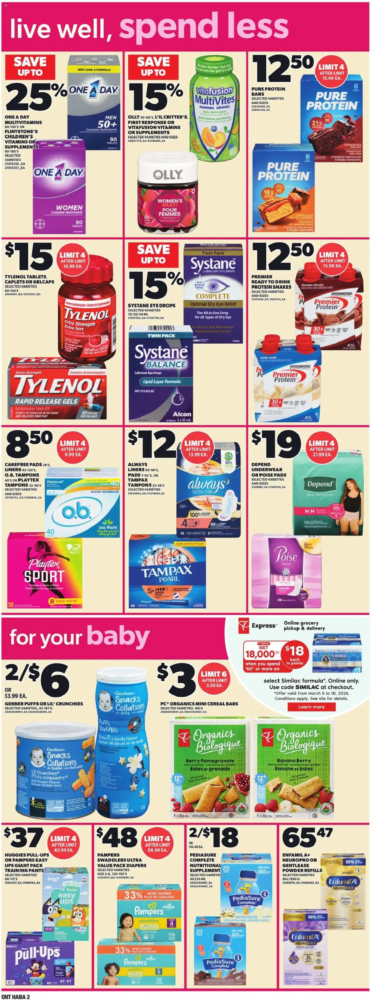 Loblaws flyer valid from 12.03.2026 | Page: 14 | Products: Powder, Chocolate, Pants, Underwear