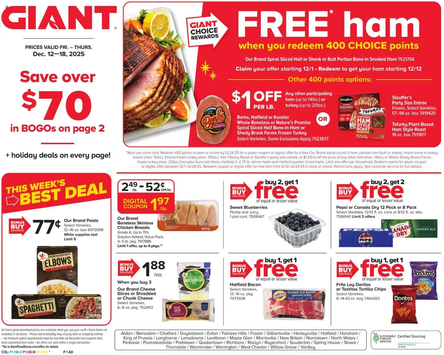 Giant Weekly Ad - valid from 12.12.2025 | Page: 1 | Products: Ginger, Cheese, Ham, Bag
