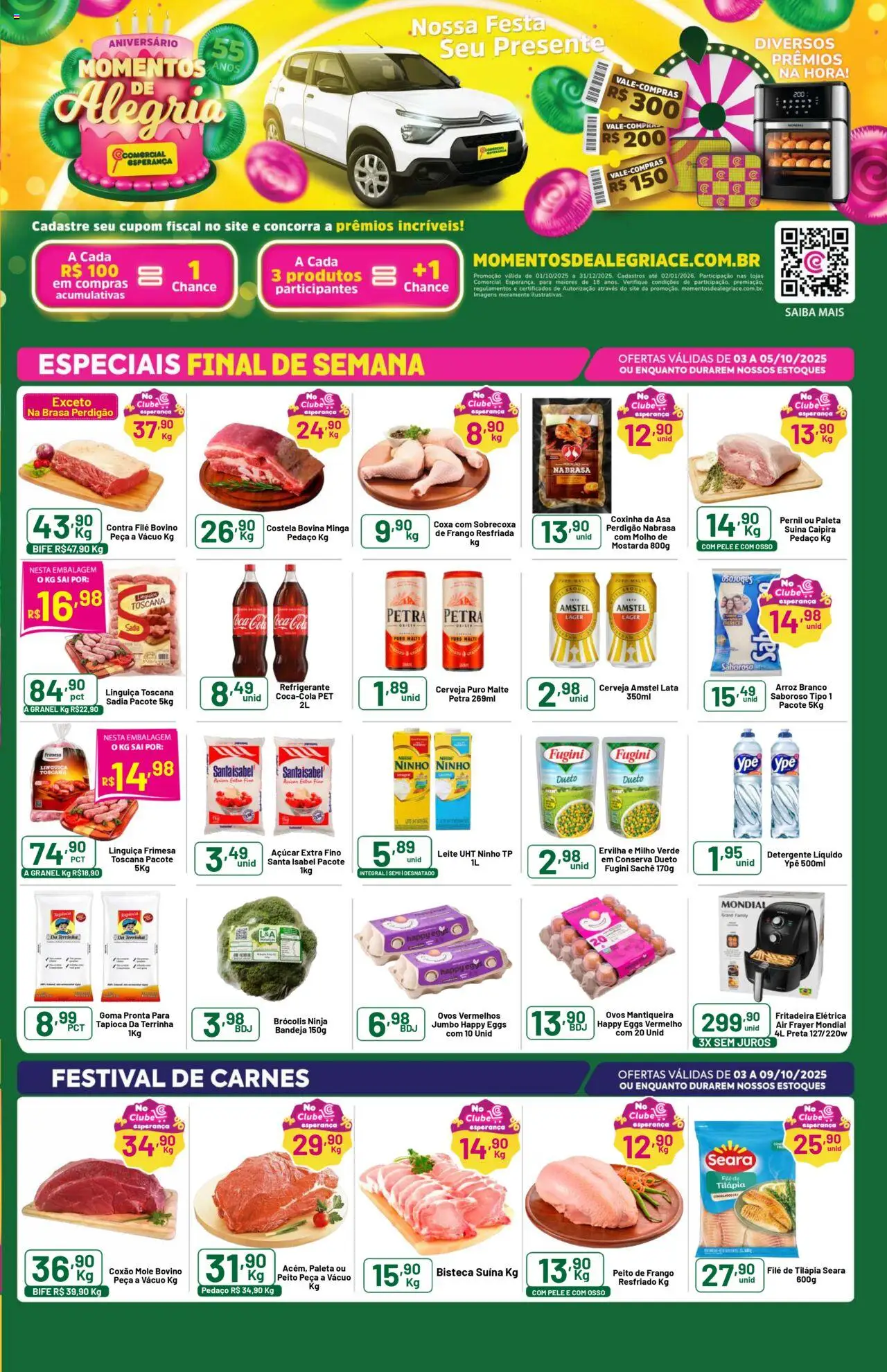 Comercial Esperança Folheto - válido de 03.10.2025 | Página: 1 | Produtos: Milho verde, Detergente, Contra filé, Peito de frango
