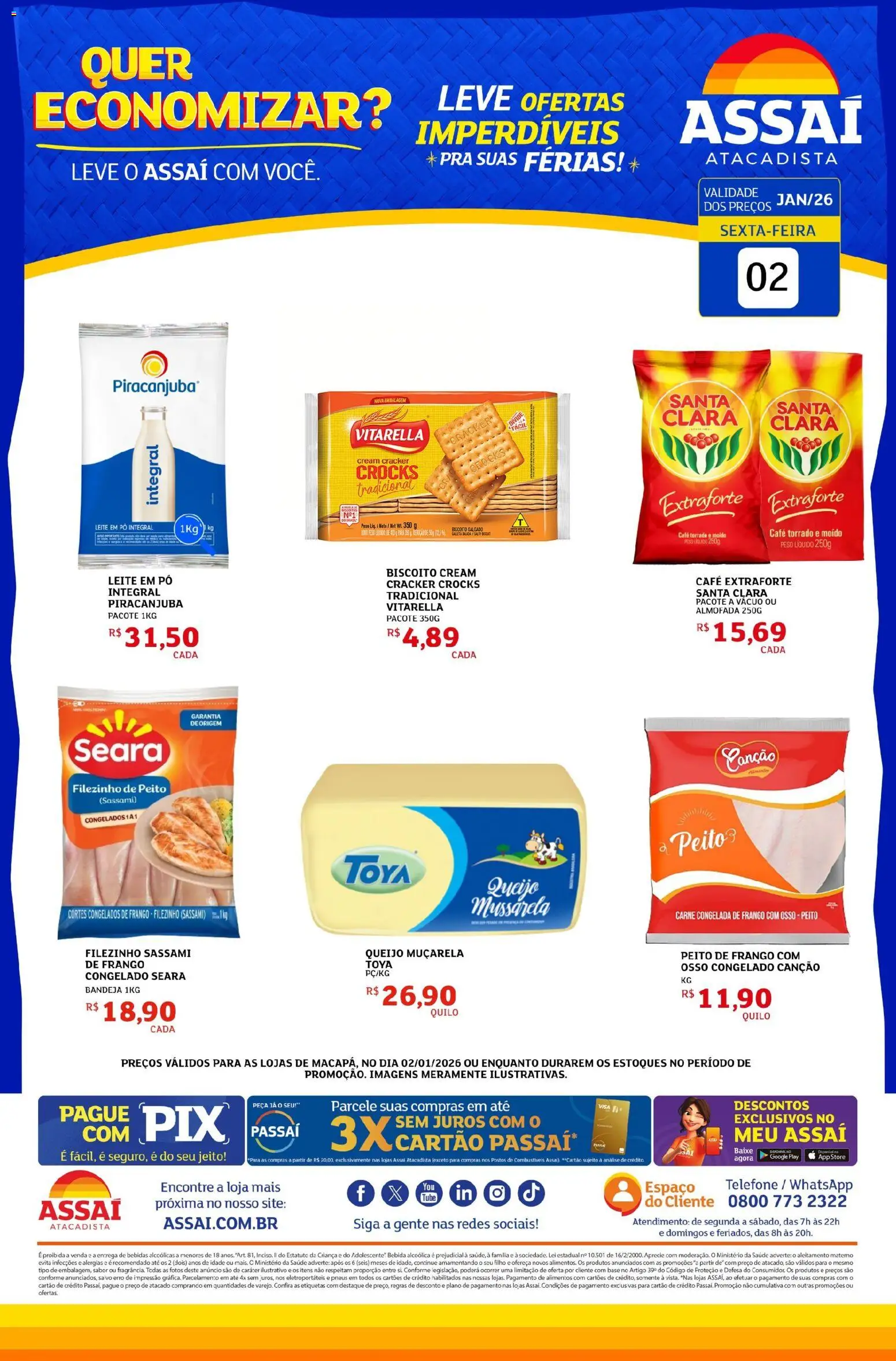 Assaí Atacadista Folheto - válido de 02.01.2026 | Página: 1 | Produtos: Almofada, Leite, Base, Bebida