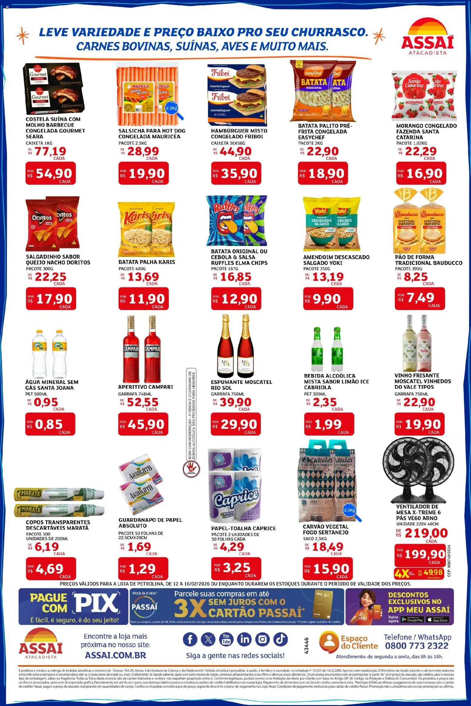 Assaí Atacadista Folheto - válido de 12.02.2026 | Página: 2 | Produtos: Carvão vegetal, Amendoim, Cebola, Pão
