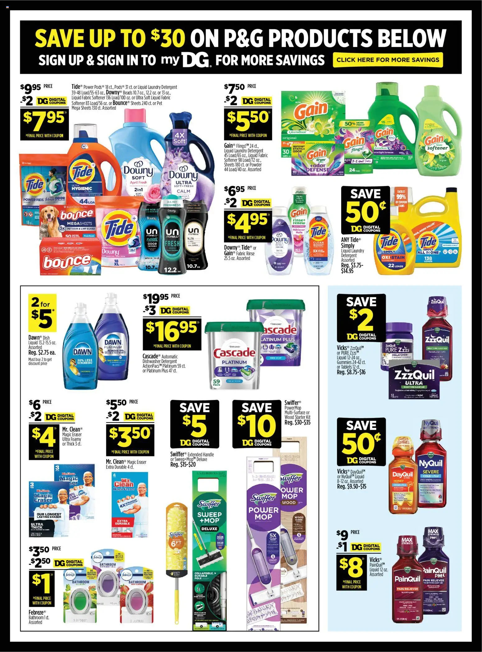 Dollar General Weekly Ad - valid from 11.01.2026 | Page: 8 | Products: Melatonin, Eraser, Dryer, Dishwasher