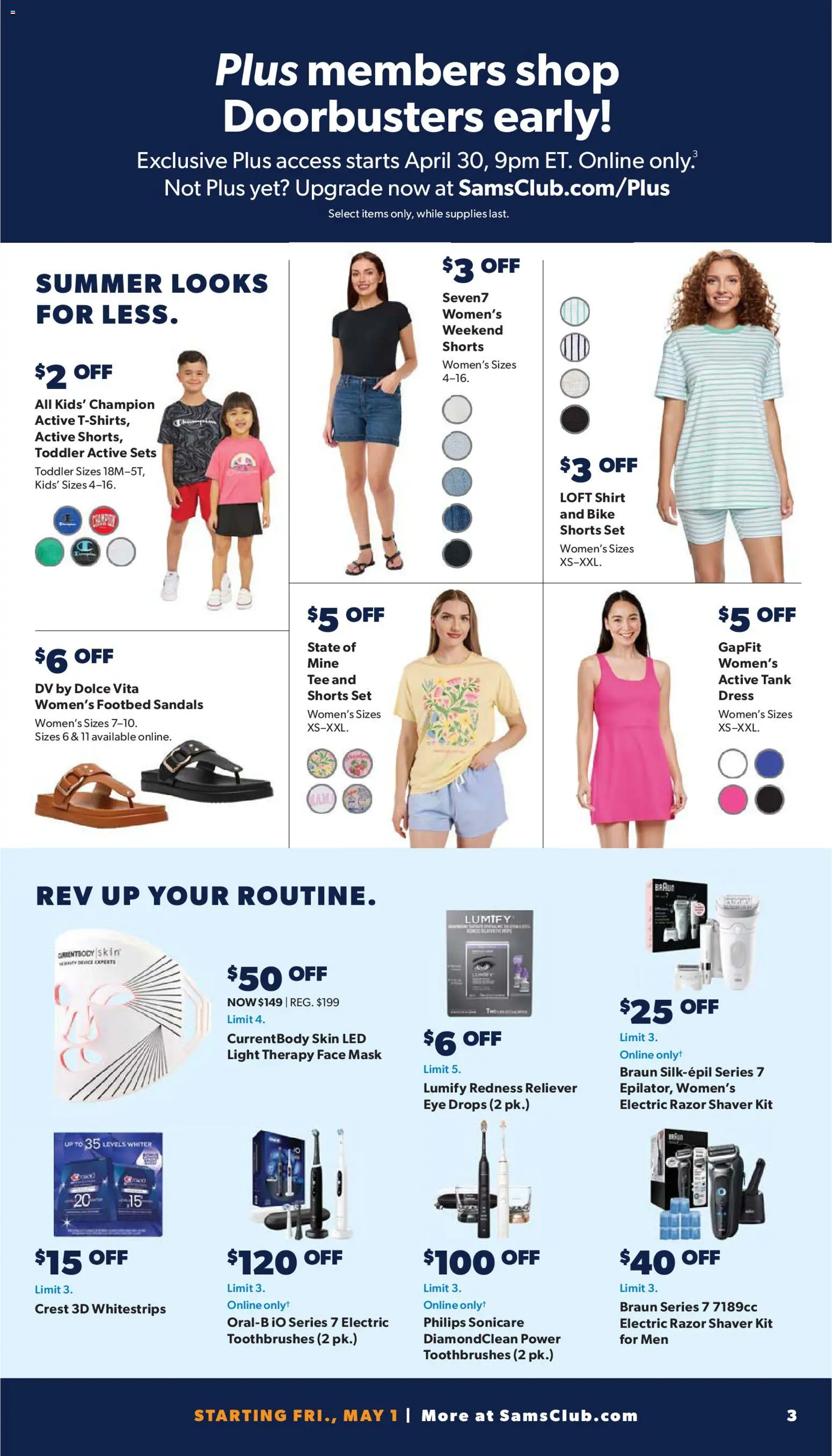 Sam's Club Weekly Ad - valid from 29.04.2026 | Page: 3 | Products: Shirt, Shorts, Sandals, Dress