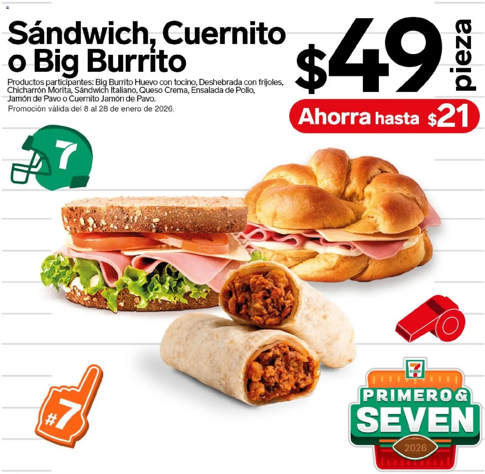 Nuevas ofertas de 7-Eleven válidas en toda la República Mexicana desde el 08.01.2026. ¡Encuentra las mejores ofertas en 7-Eleven folleto! | Página: 5 | Productos: Huevo, Queso, Jamón, Ensalada