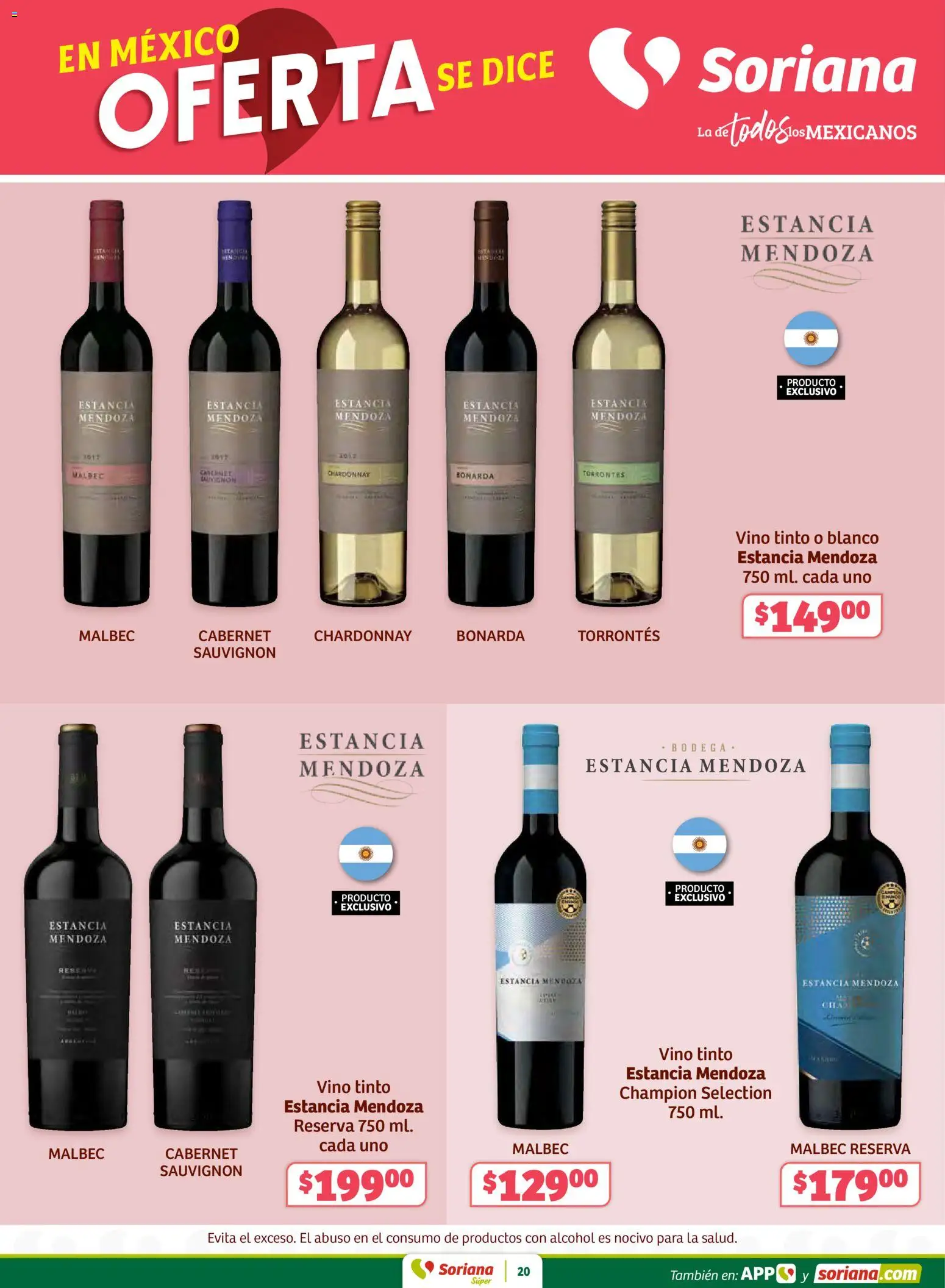 Nuevas ofertas de Soriana válidas en toda la República Mexicana desde el 27.02.2026. ¡Encuentra las mejores ofertas en Soriana Preciazazaso Súper: Frontera BCN, Son! | Página: 20 | Productos: Vino