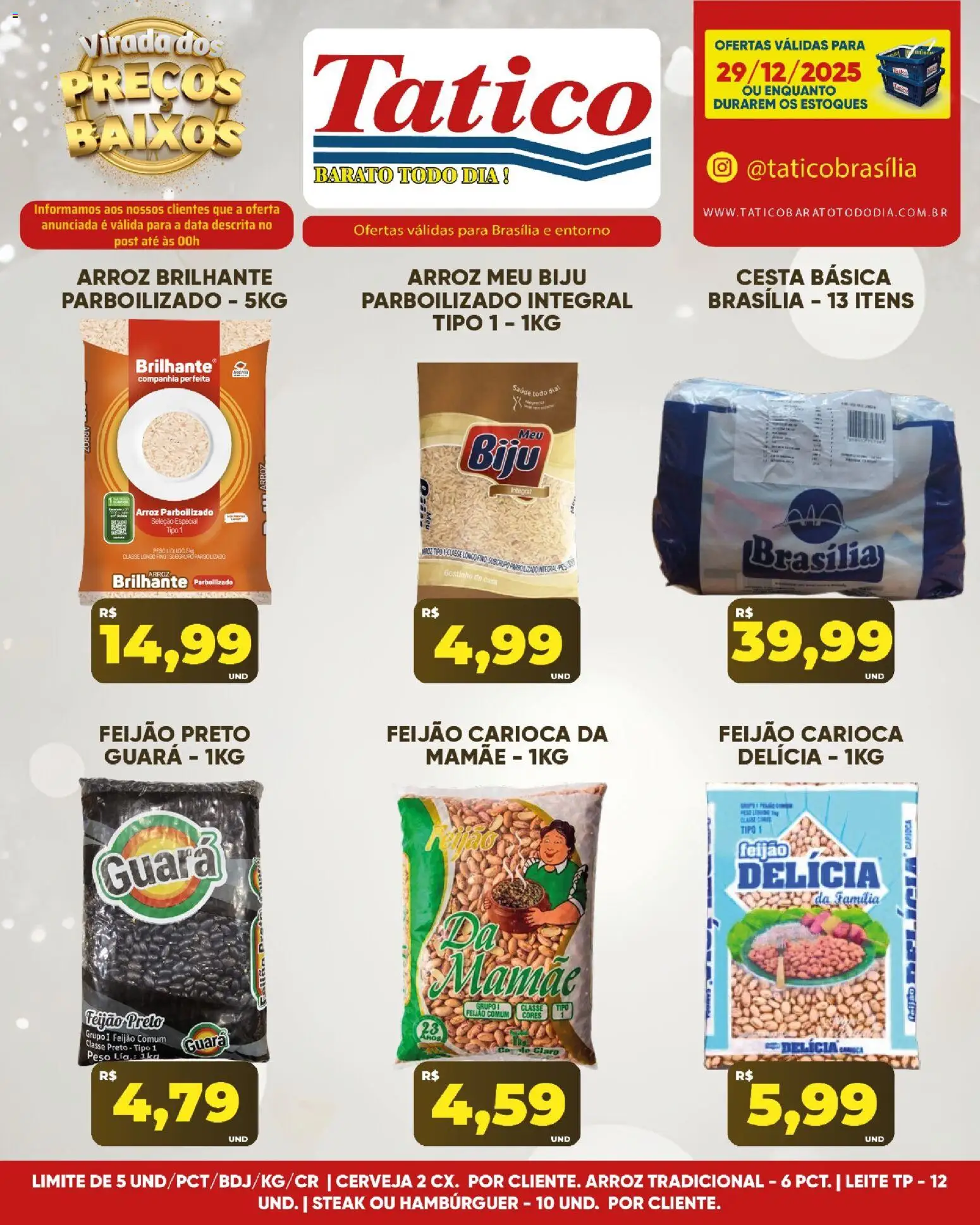 Tatico Folheto - válido de 29.12.2025 | Página: 2 | Produtos: Feijão, Cesta, Arroz, Hambúrguer