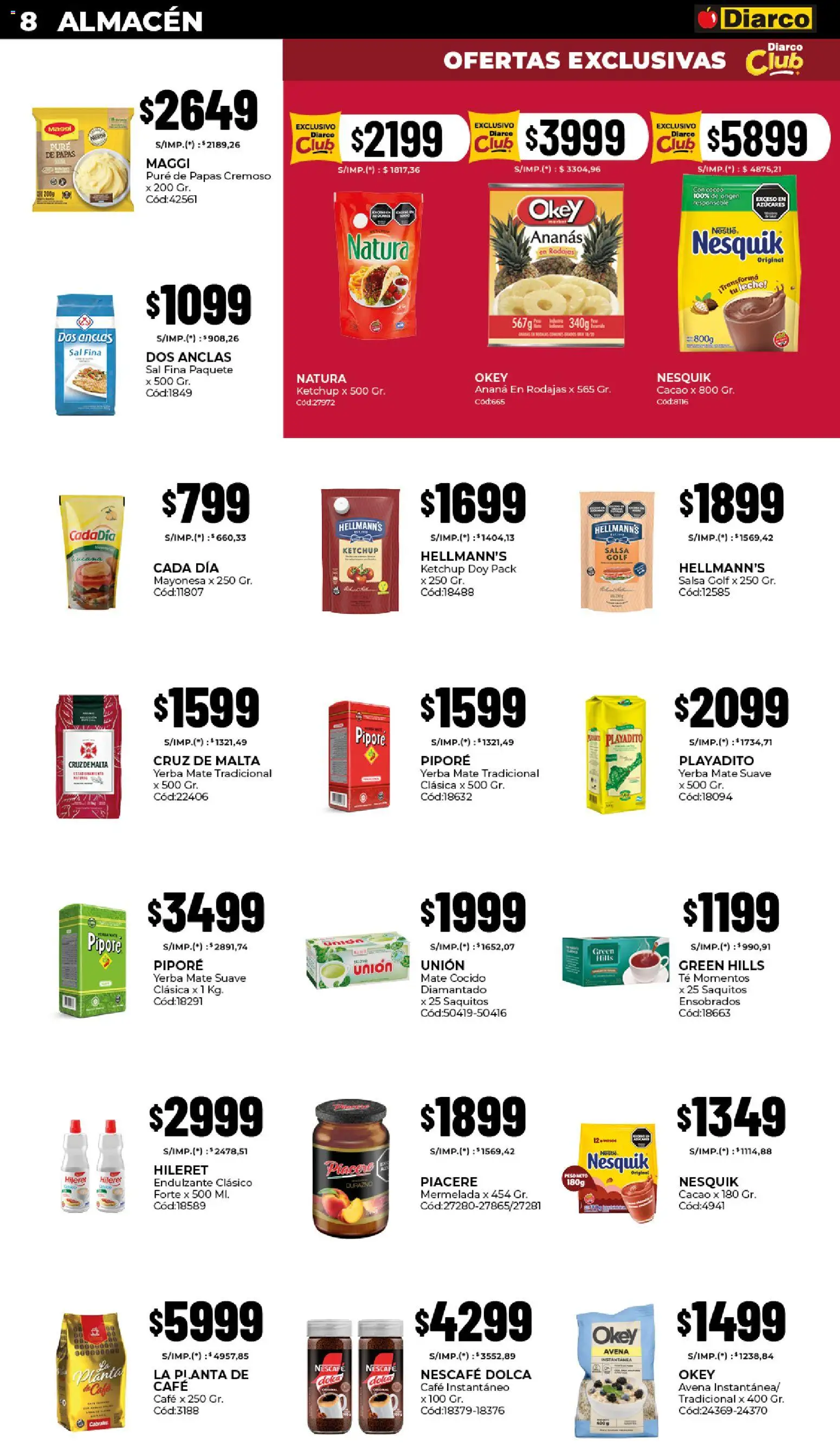 Diarco - Ofertas │ válido desde el 29.12.2025 | Página: 8 | Productos: Mayonesa, Leche, Té, Cacao