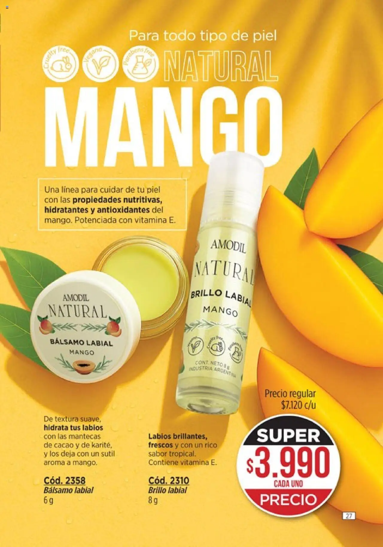 Catálogo Amodil Campaña 16 │ válido desde el 01.10.2025 | Página: 27 | Productos: Brillo, Bálsamo, Mango, Cacao