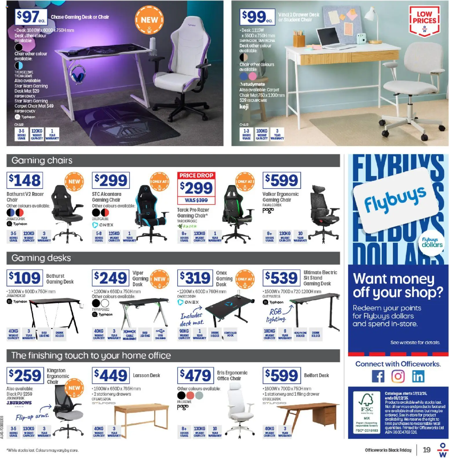 Officeworks catalogue - valid from 17.11.2025 | Page: 19 | Products: Chair, Desk, Drawer, Weight