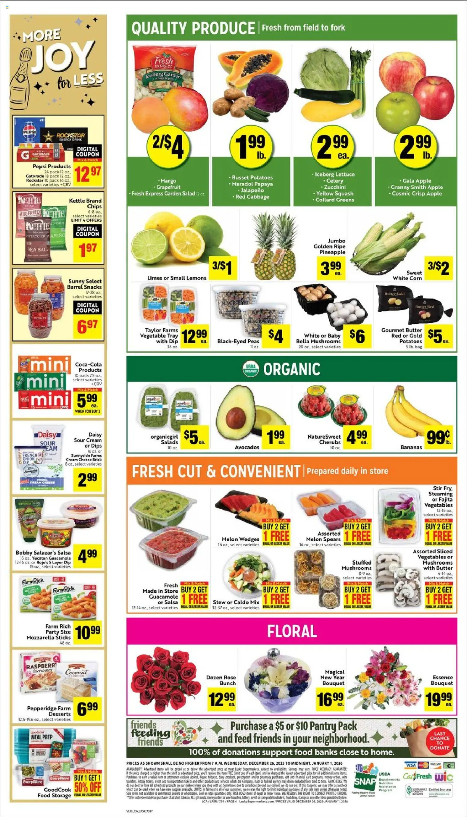 Lucky Supermarkets Weekly - AK - valid from 26.12.2025 | Page: 4 | Products: Corn, Squash, Greens, Melon