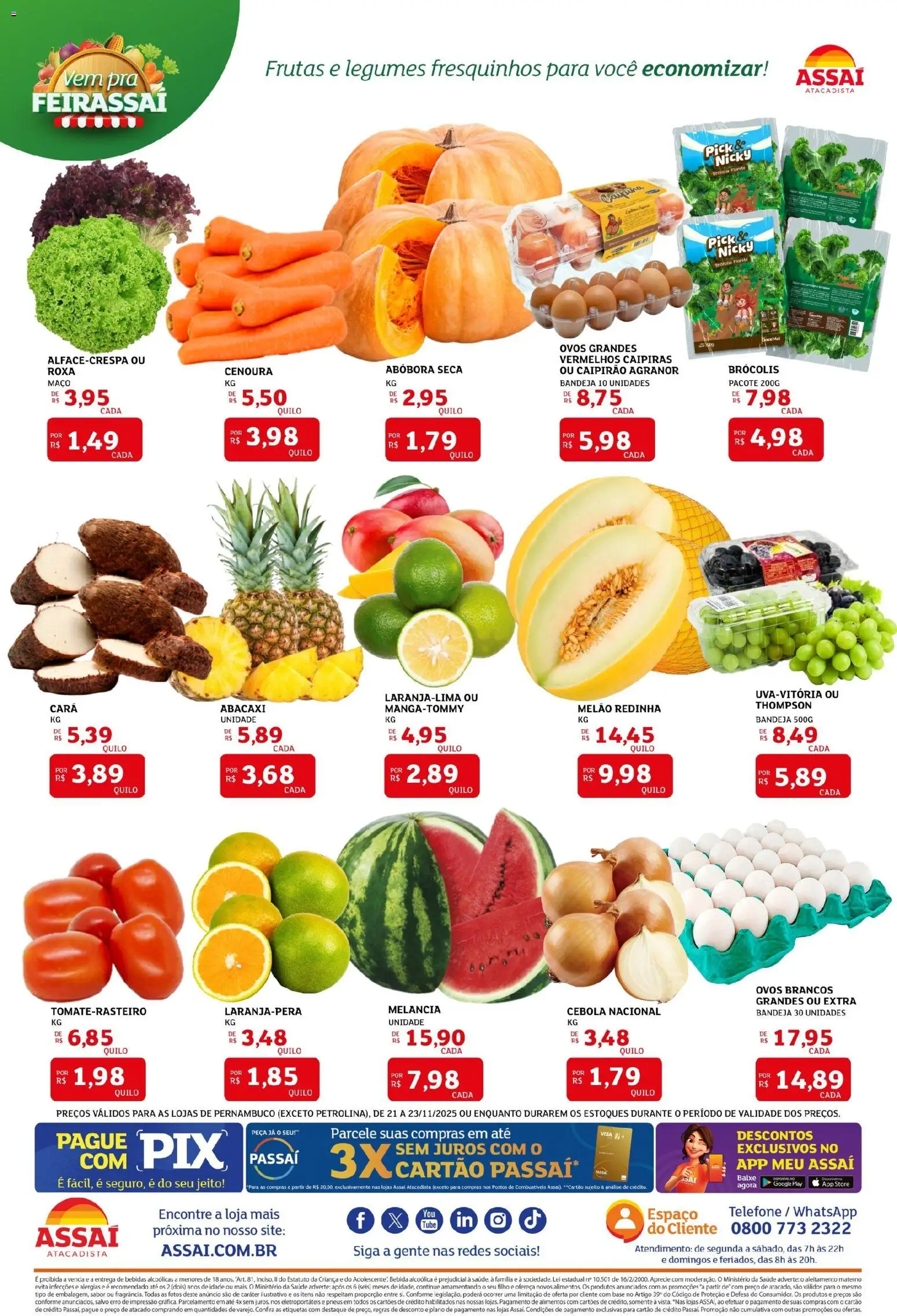 Assaí Atacadista Folheto - válido de 21.11.2025 | Página: 3 | Produtos: Melancia, Base, Abacaxi, Bandeja