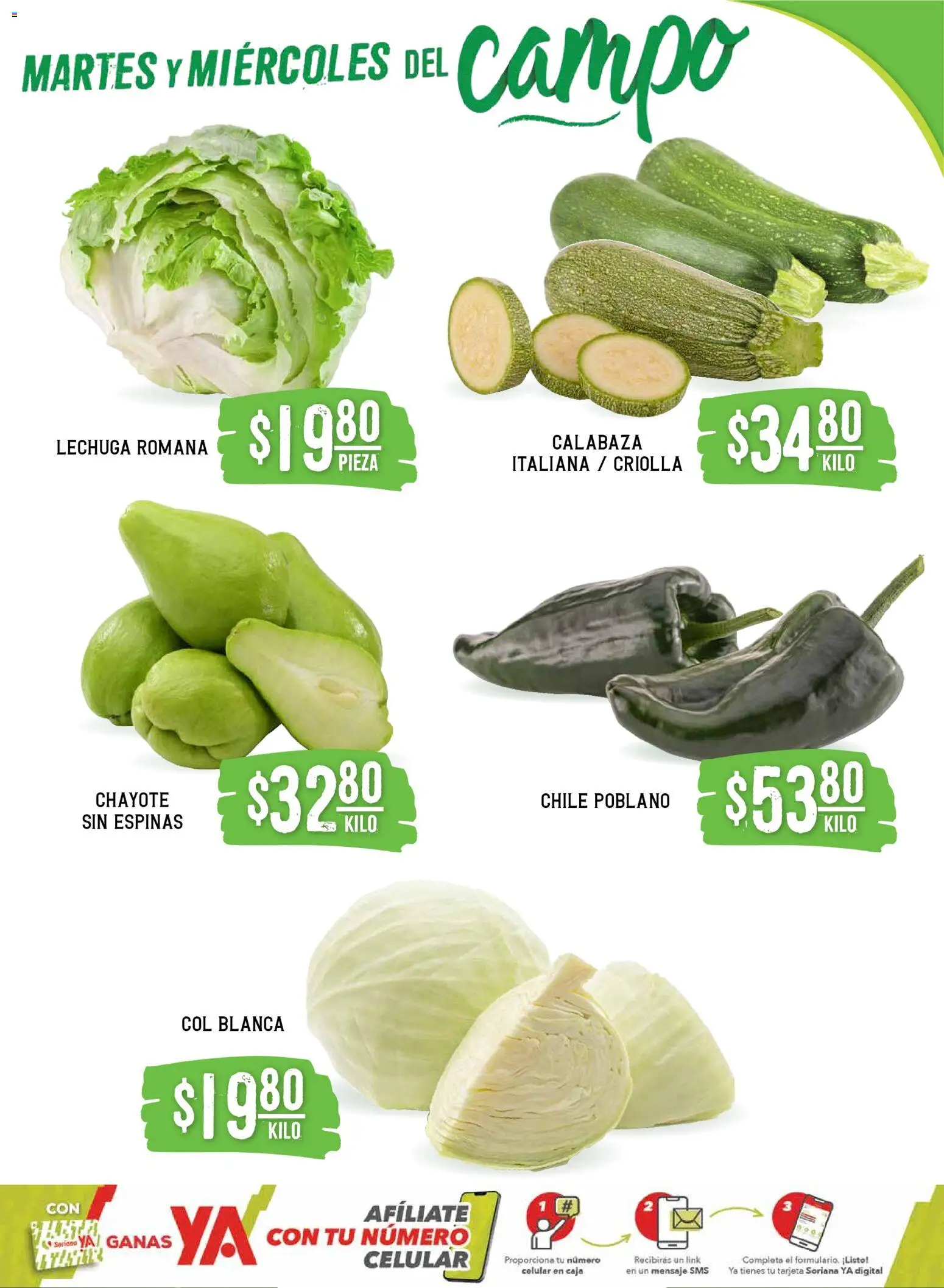 Nuevas ofertas de Soriana válidas en toda la República Mexicana desde el 16.12.2025. ¡Encuentra las mejores ofertas en Soriana - Martes y Miércoles del Campo Súper: Tamaulipas (excepto Cd. Victoria y Tampico)! | Página: 3 | Productos: Col, Lechuga, Caja