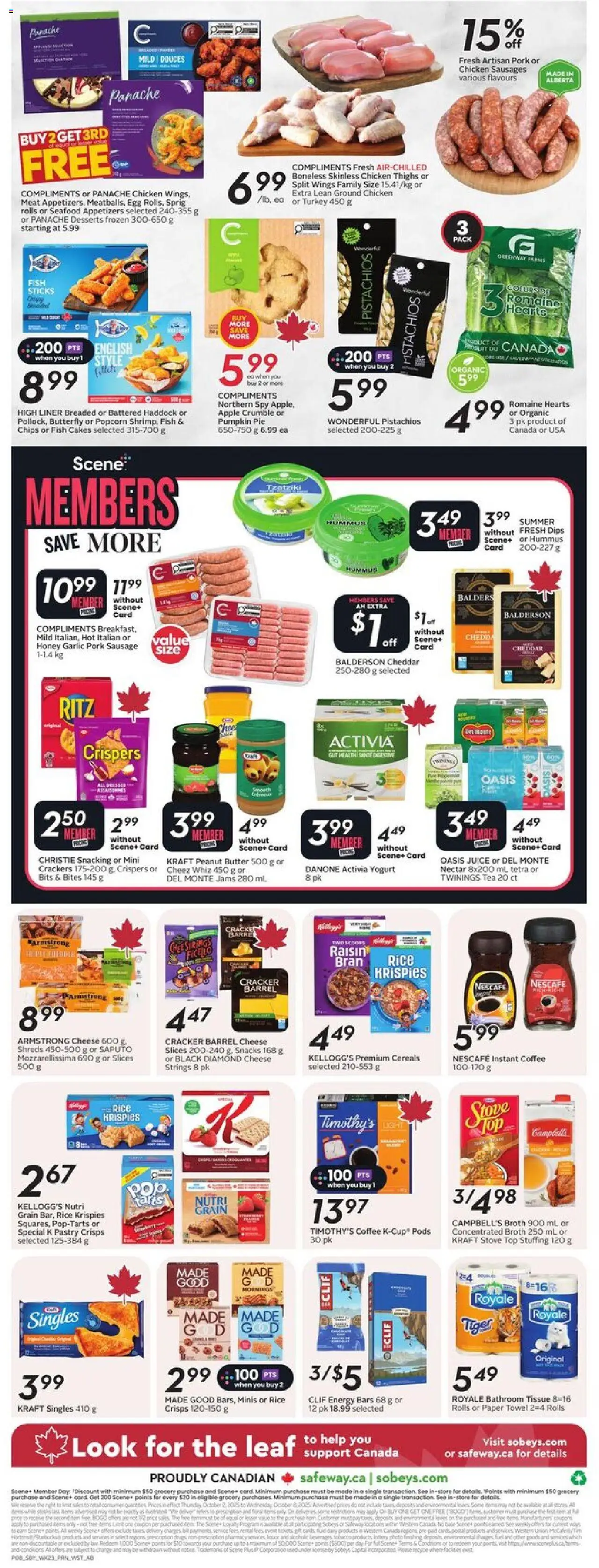 Safeway flyer valid from 02.10.2025 | Page: 4 | Products: Tea, Turkey, Butter, Chicken
