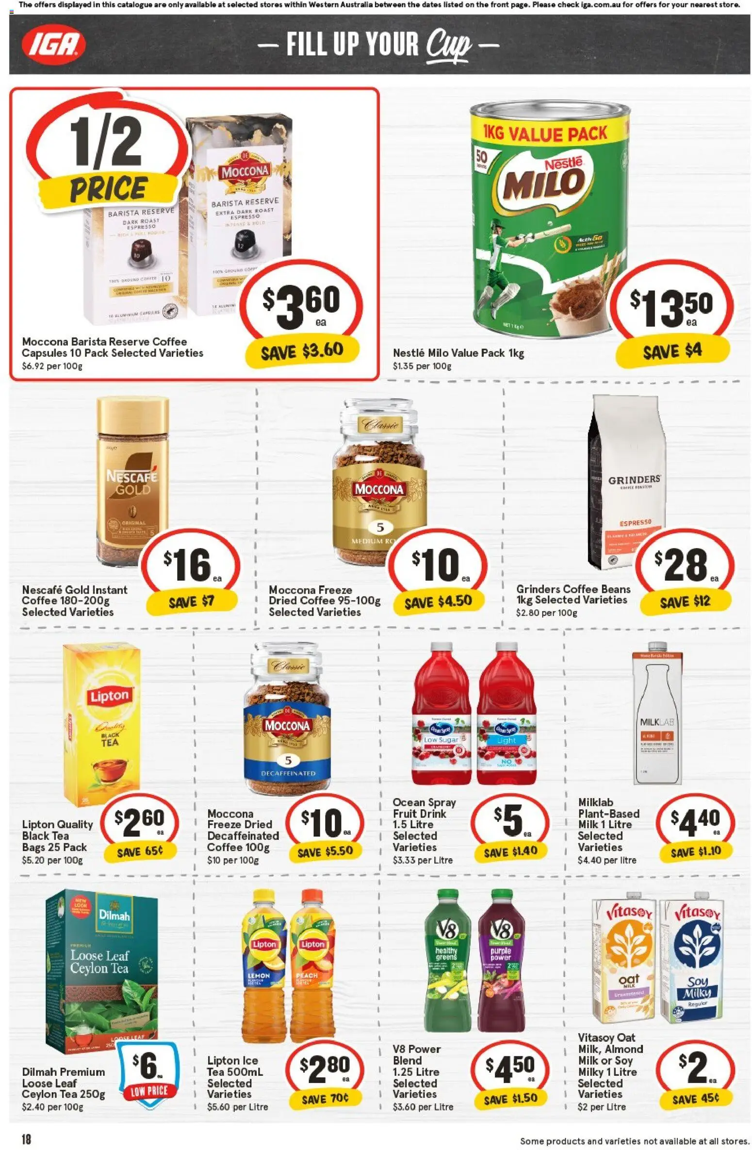 IGA catalogue - valid from 05.11.2025 | Page: 18 | Products: Milk, Coffee, Greens, Moccona