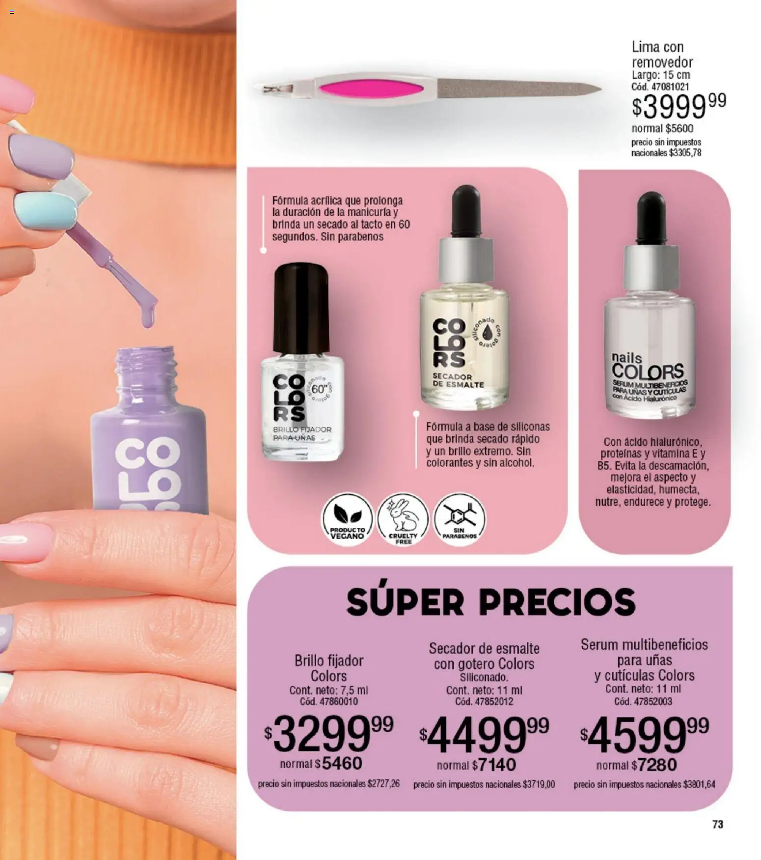 Millanel - Catálogo │ válido desde el 05.01.2026 | Página: 73 | Productos: Serum, Fijador, Lima, Secador de esmalte