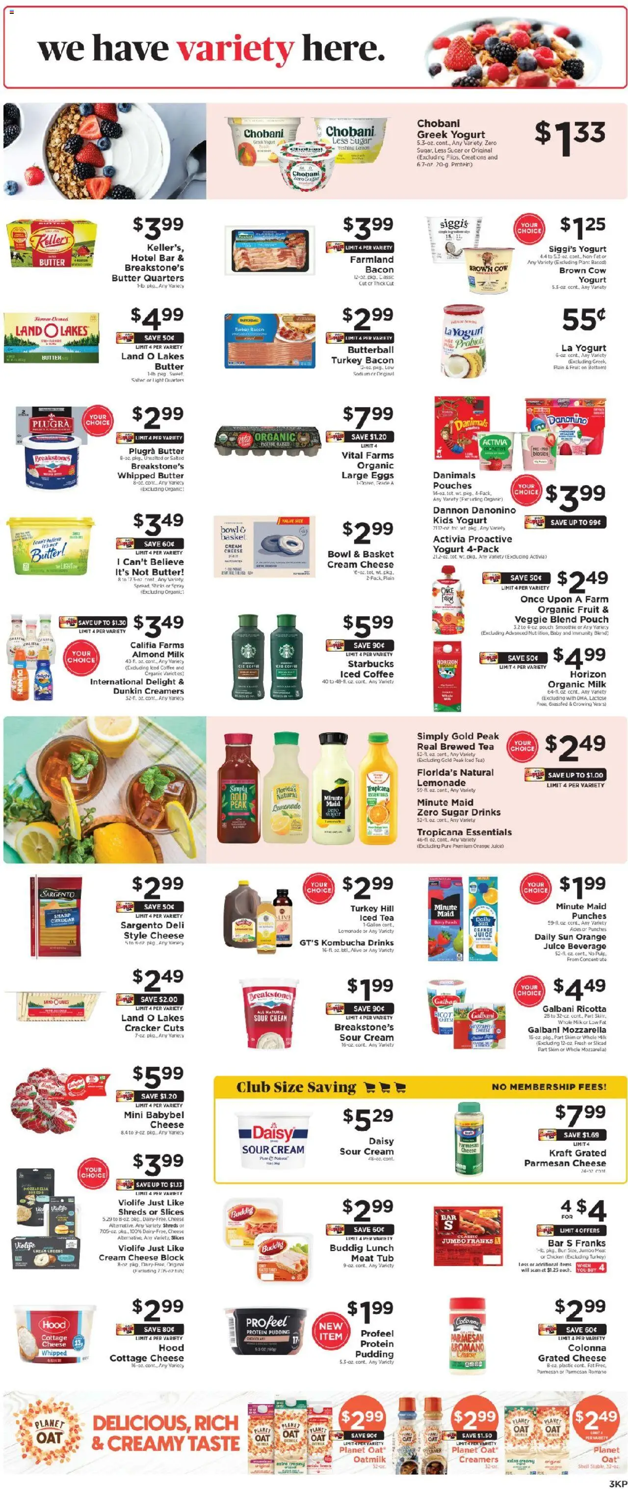 ShopRite Weekly Ad 2 - valid from 03.08.2025 | Page: 4 | Products: Milk, Juice, Sour cream, Cottage cheese