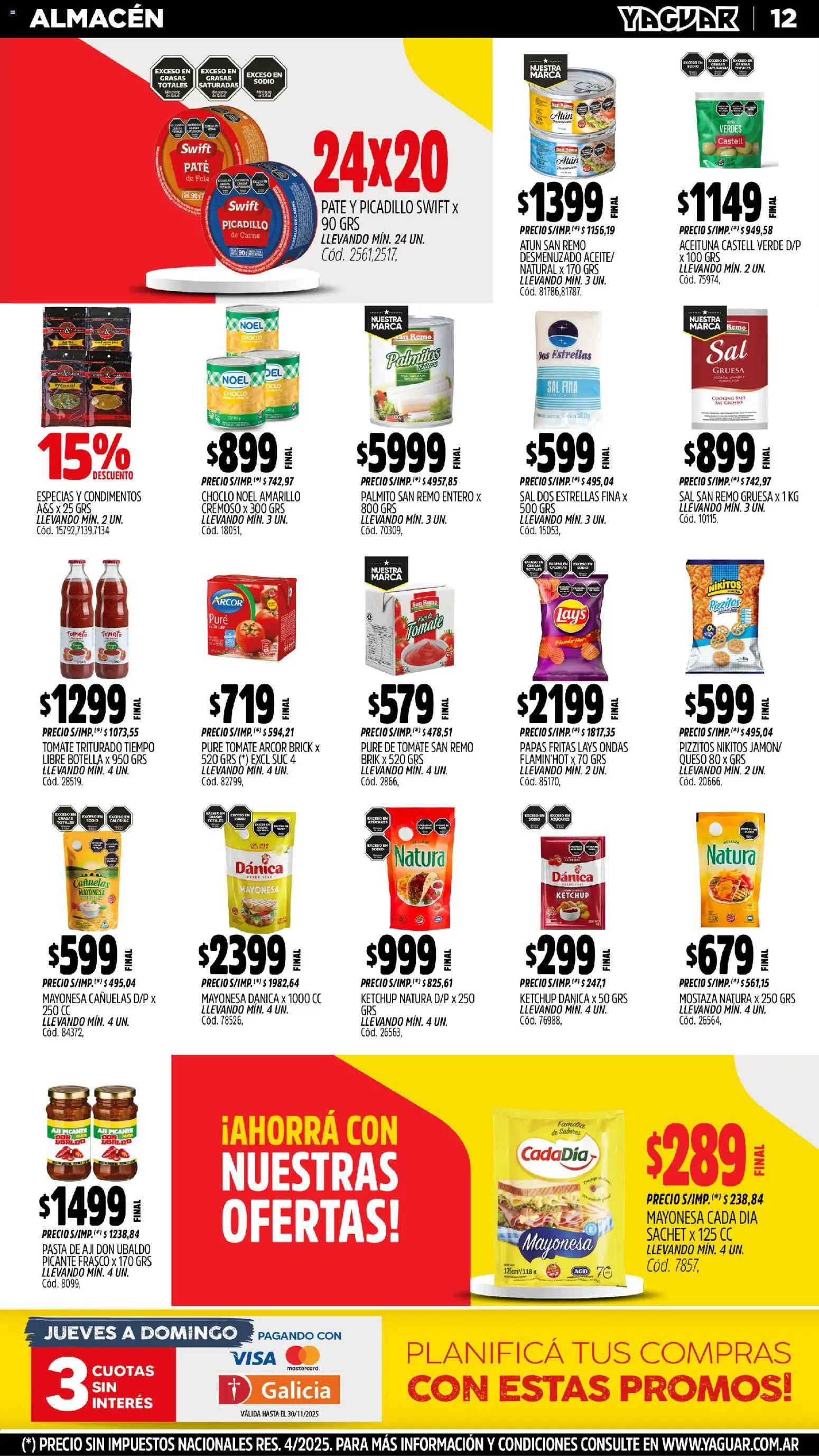 Yaguar - General Roca │ válido desde el 17.11.2025 | Página: 13 | Productos: Botella, Atún, Frasco, Queso