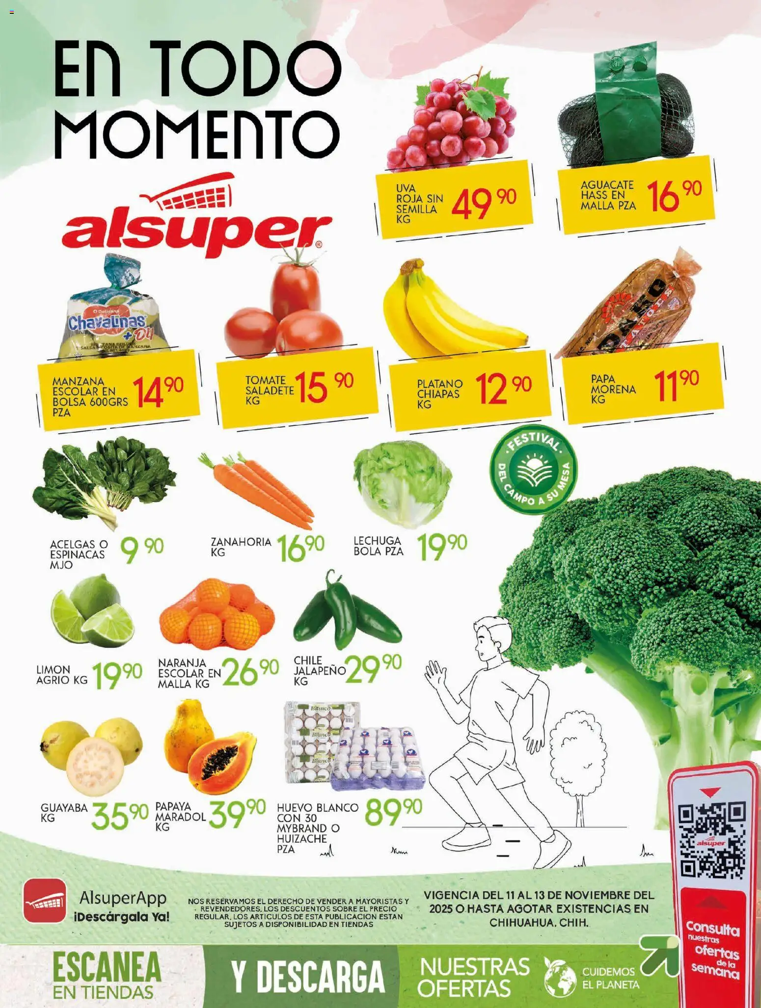 Nuevas ofertas de Alsuper válidas en toda la República Mexicana desde el 11.11.2025. ¡Encuentra las mejores ofertas en Alsuper folleto! | Página: 1 | Productos: Papa, Manzana, Uva, Zanahoria