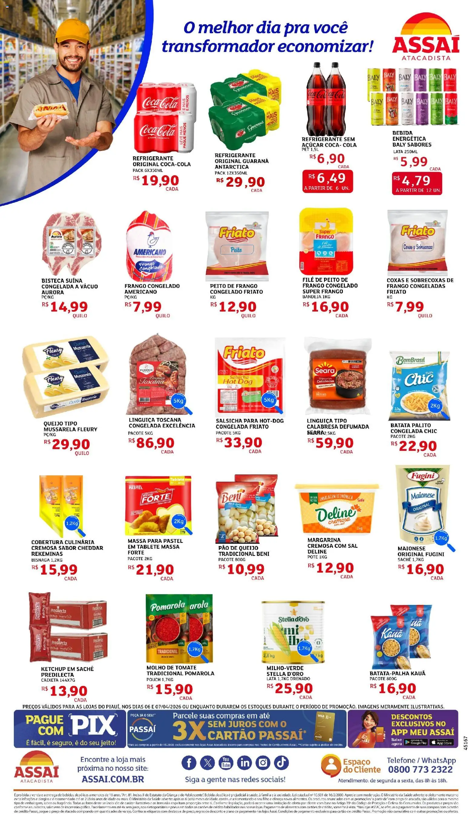 Assaí Atacadista Folheto - válido de 07.04.2026 | Página: 2 | Produtos: Calça, Bebida, Bandeja, Mussarela