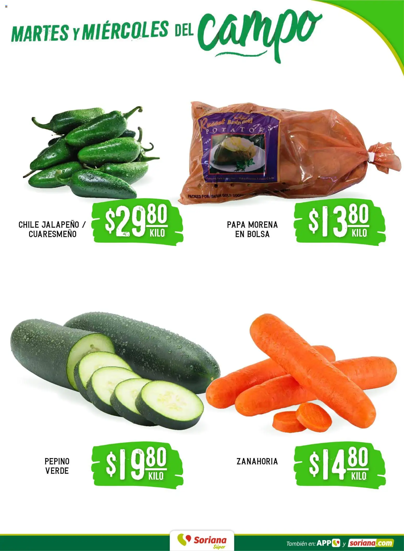 Nuevas ofertas de Soriana válidas en toda la República Mexicana desde el 13.01.2026. ¡Encuentra las mejores ofertas en Soriana . Martes y Miércoles del Campo Súper: Saltillo y Torreón! | Página: 3 | Productos: Papa, Bolsa, Zanahoria