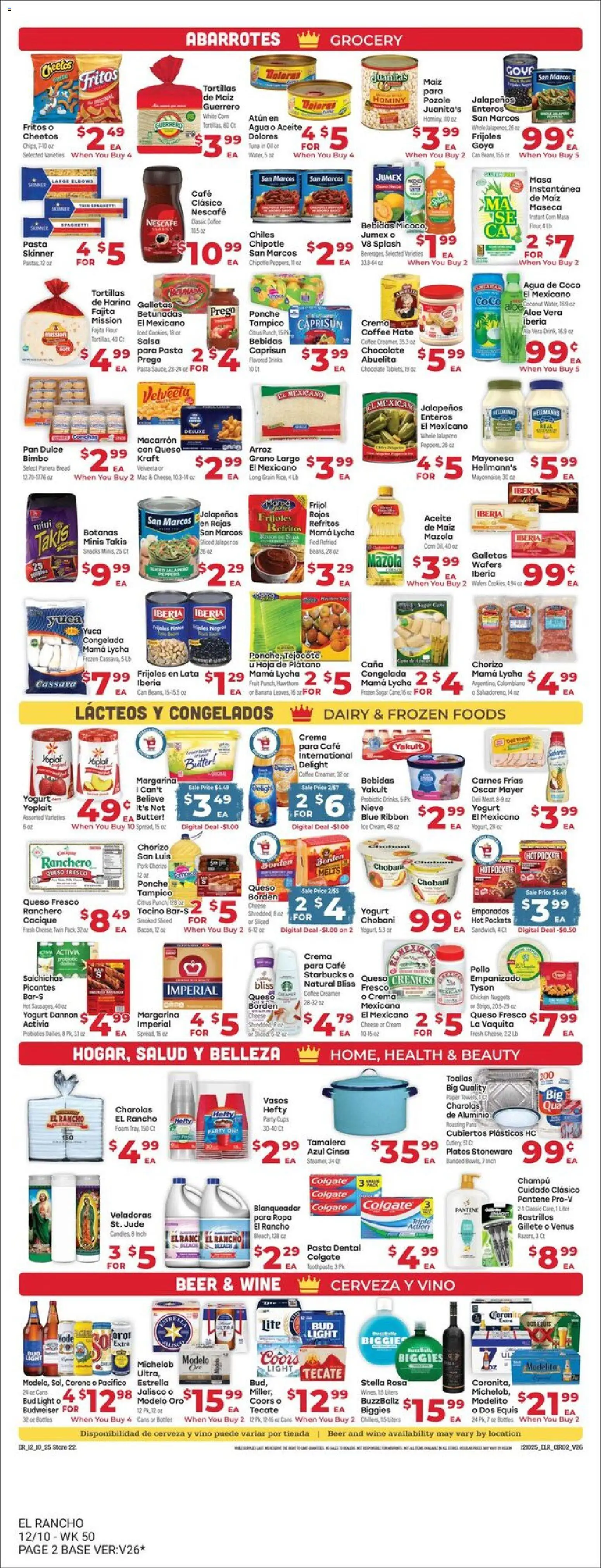El Rancho Weekly Ad - valid from 10.12.2025 | Page: 2 | Products: Bed, Bread, Pork, Aloe Vera