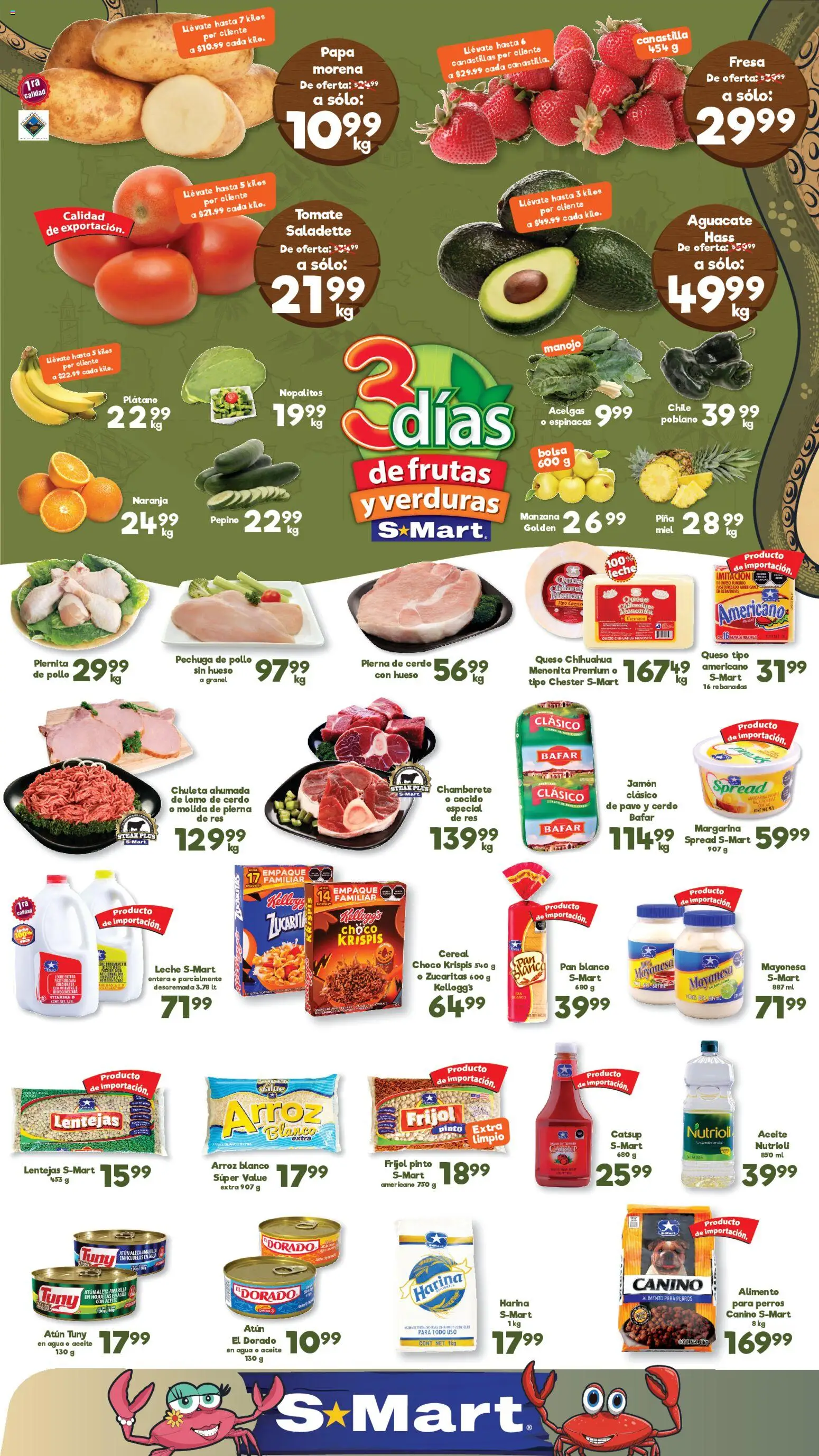 Nuevas ofertas de S-Mart válidas en toda la República Mexicana desde el 17.02.2026. ¡Encuentra las mejores ofertas en S-Mart folleto Nuevo Laredo! | Página: 1 | Productos: Harina, Queso, Arroz, Margarina