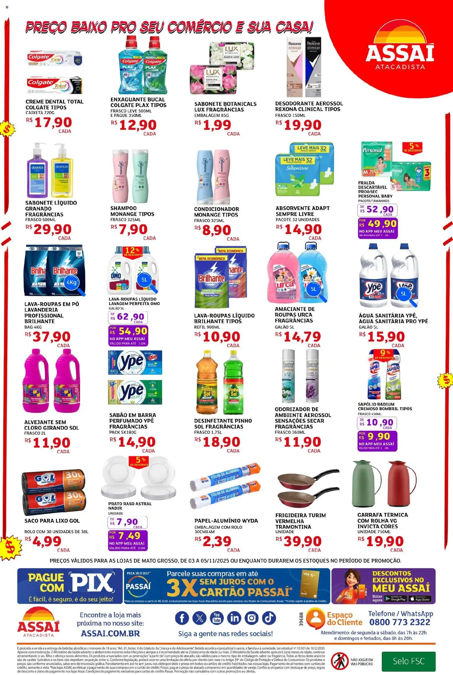 Assaí Atacadista Folheto - válido de 03.11.2025 | Página: 4 | Produtos: Saco para lixo, Creme, Sabonete, Sal