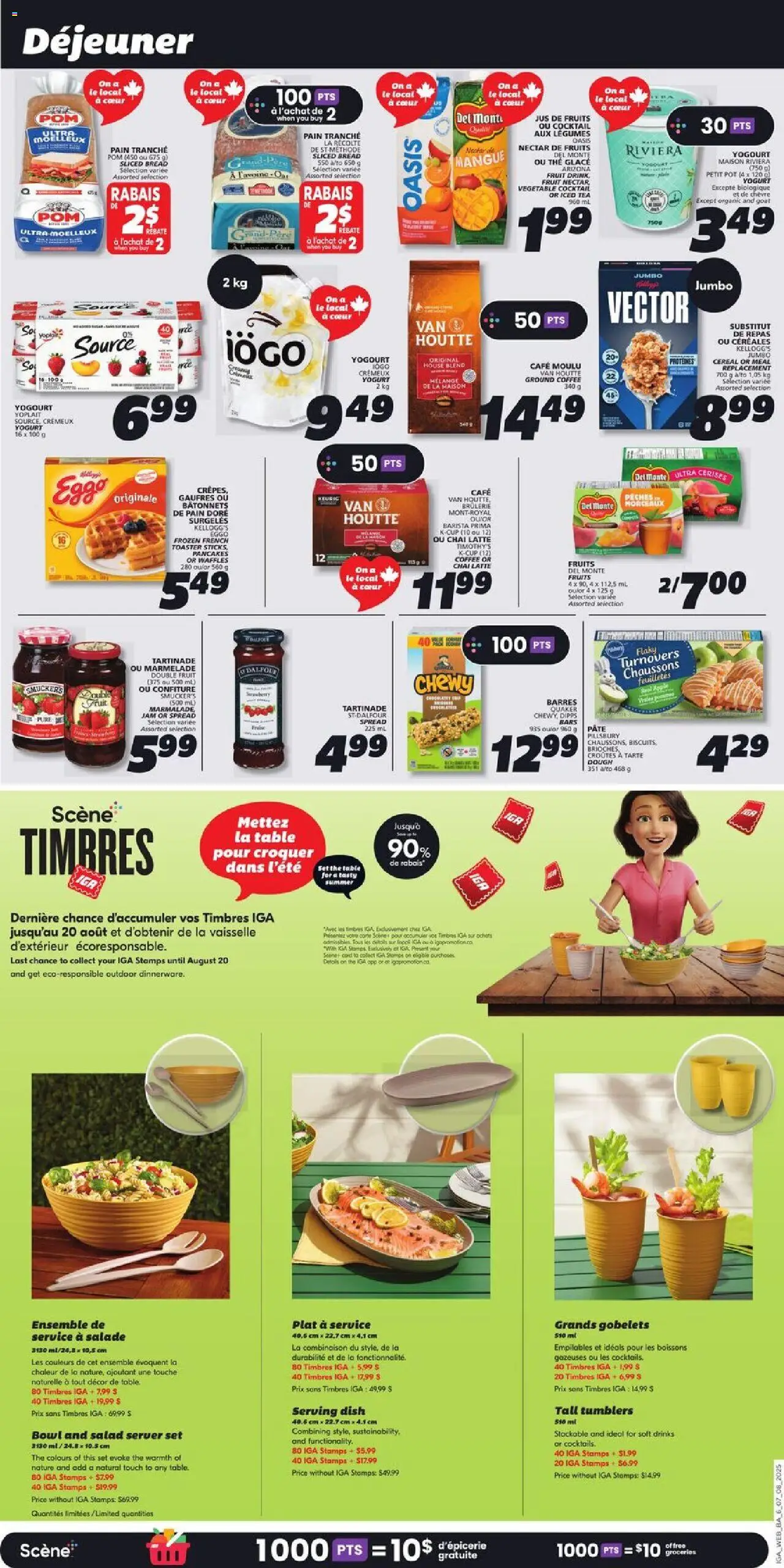 IGA flyer valid from 07.08.2025 | Page: 8 | Products: Tea, Salad, Bread, Coffee