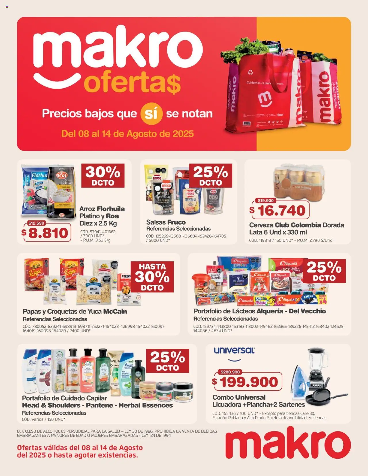 Makro revista - valida desde el 08.08.2025 | Página: 1 | Productos: Mayonesa, Plátano, Leche, Tintura