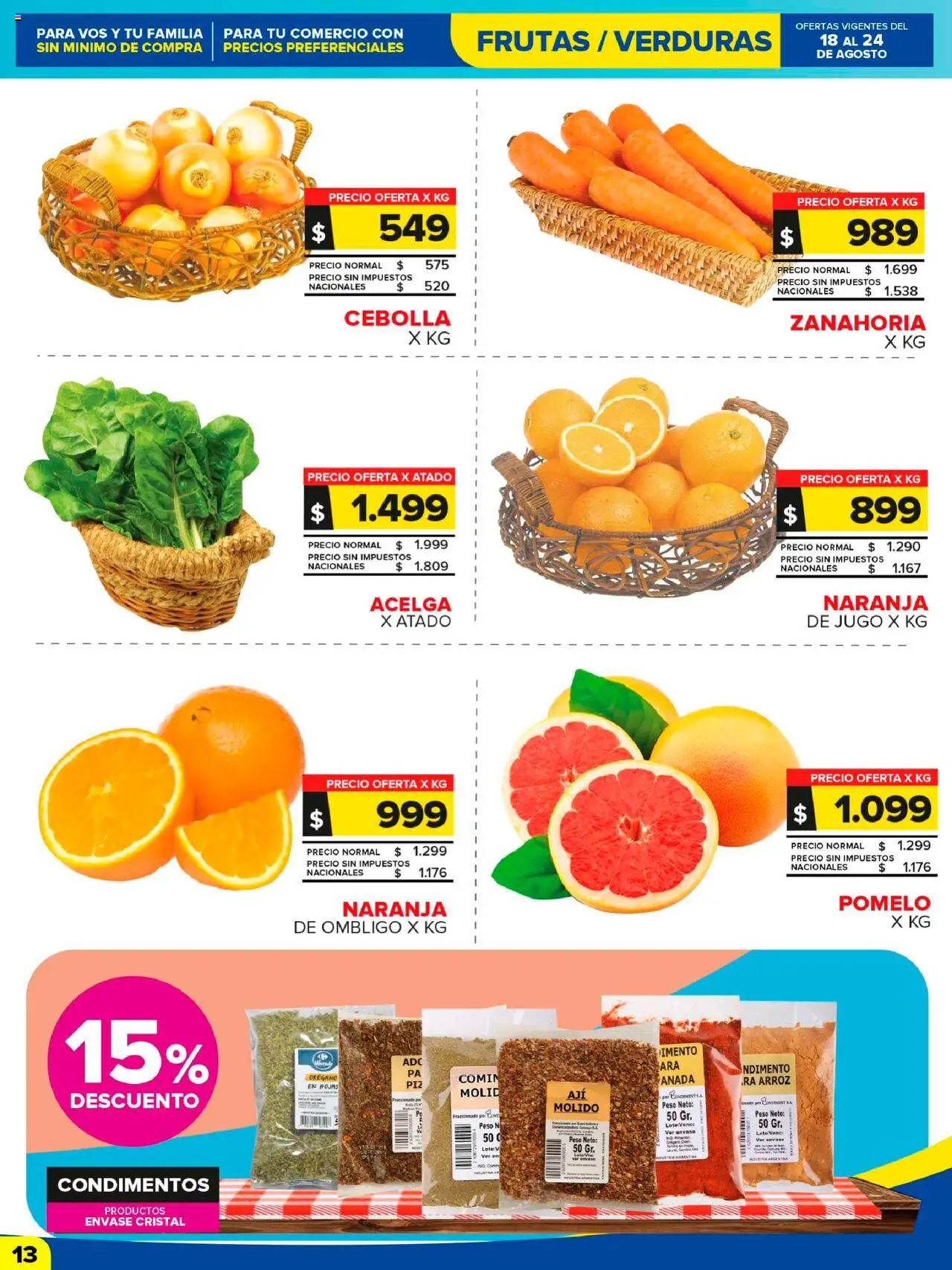 Carrefour Maxi catálogo │ válido desde el 18.08.2025 | Página: 13 | Productos: Peso, Cebolla, Pomelo, Jugo