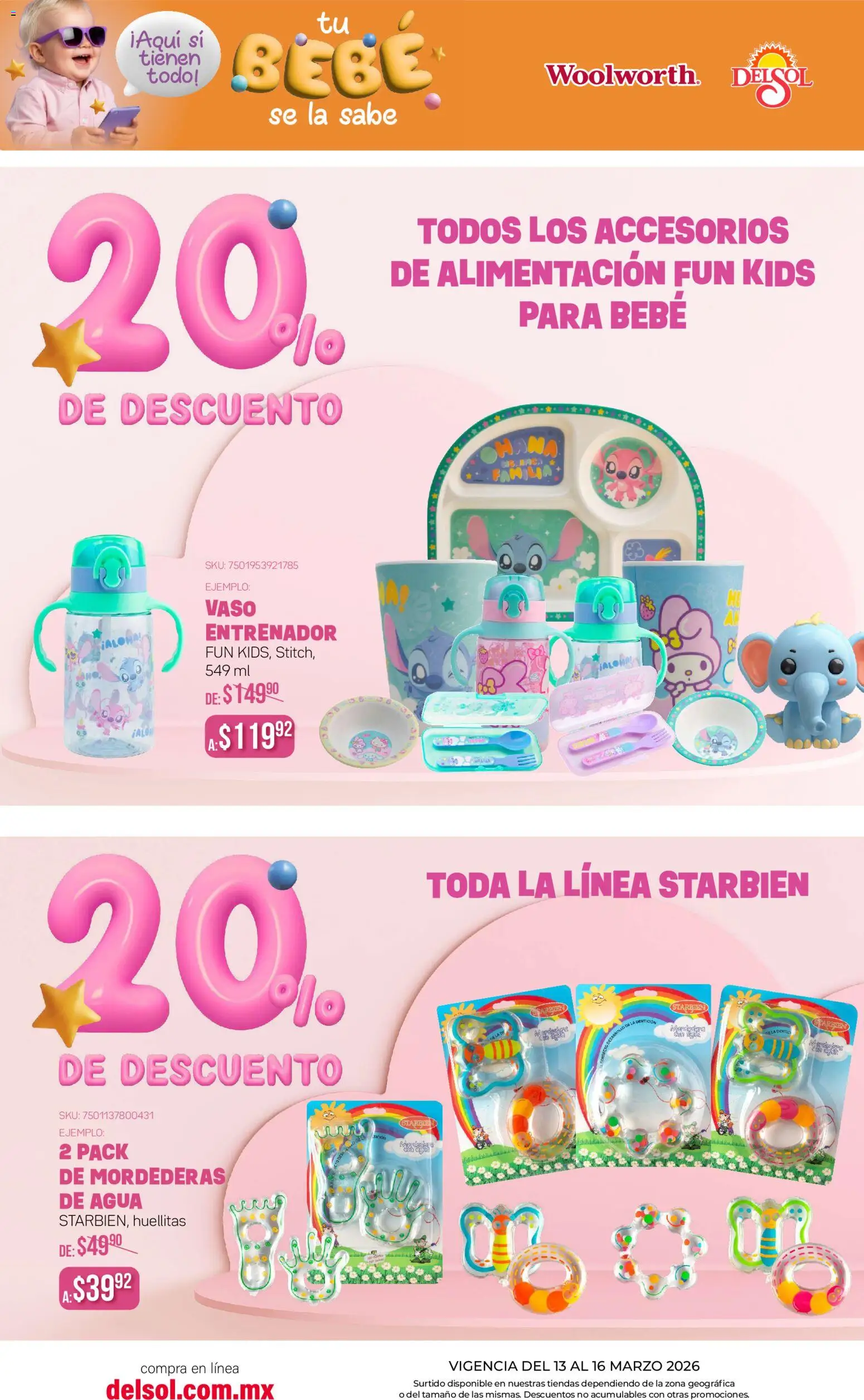 Nuevas ofertas de Del Sol y Woolworth válidas en toda la República Mexicana desde el 13.03.2026. ¡Encuentra las mejores ofertas en Del Sol y Woolworth catálogo! | Página: 7 | Productos: Agua