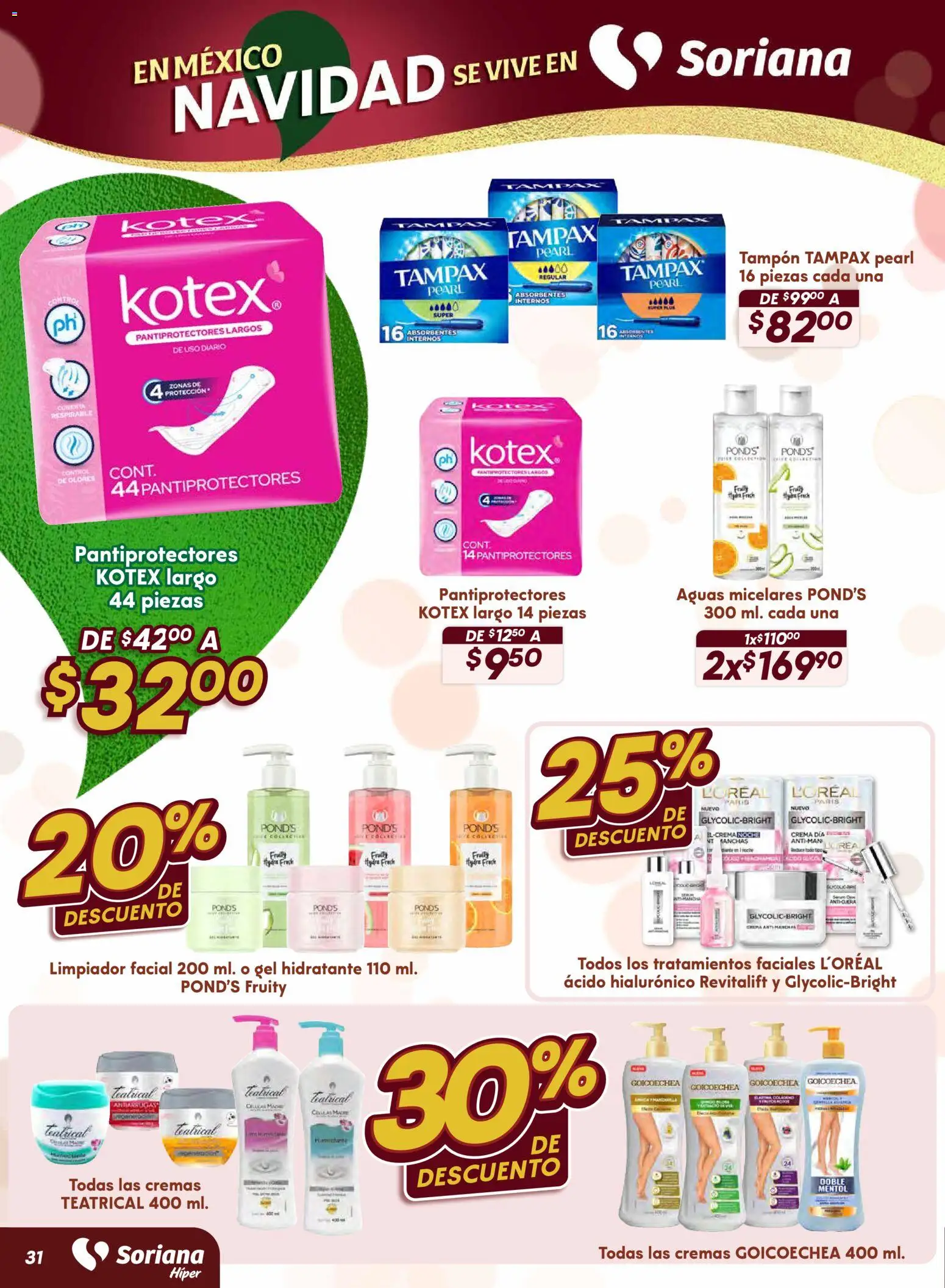 Nuevas ofertas de Soriana válidas en toda la República Mexicana desde el 13.11.2025. ¡Encuentra las mejores ofertas en Soriana - Preciazazaso Híper: Valle de México! | Página: 31 | Productos: Crema, Limpiador, Limpiador facial