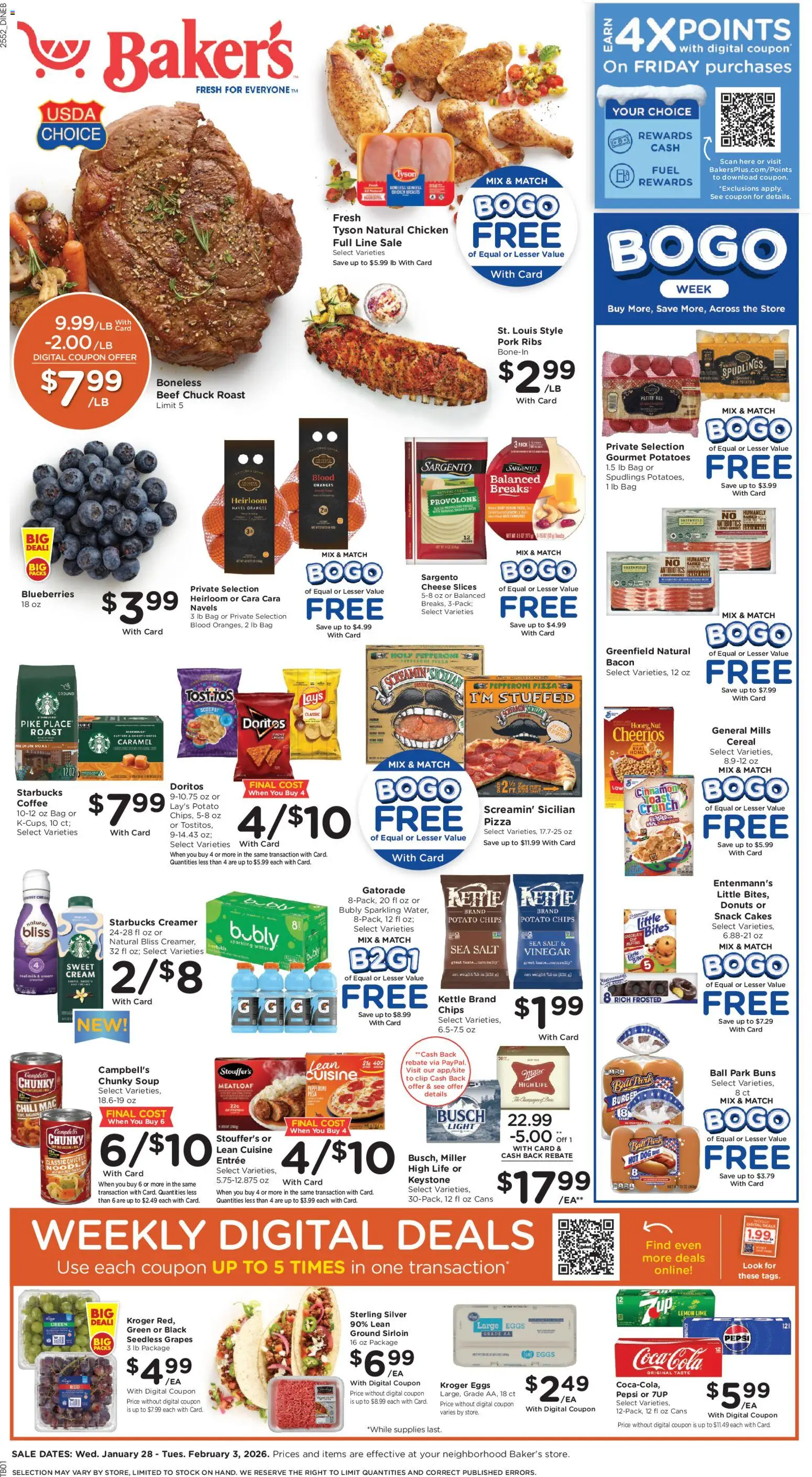 Baker's Weekly Ad - NE - valid from 28.01.2026 | Page: 1 | Products: Eggs, Oranges, Potatoes, Lime