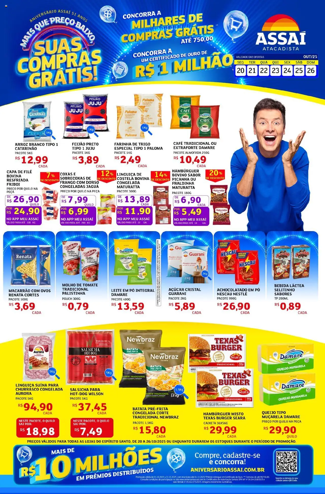 Assaí Atacadista Folheto - válido de 20.10.2025 | Página: 1 | Produtos: Fraldinha, Picanha, Arroz, Bebida
