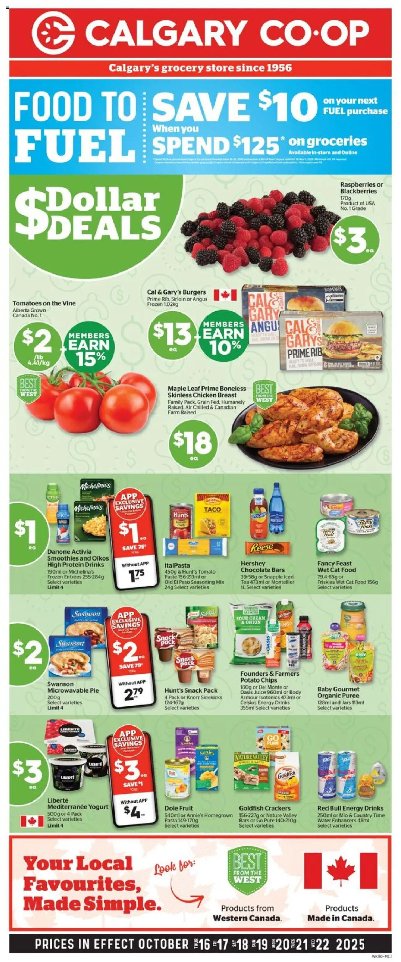 Calgary Co-op flyer valid from 16.10.2025 | Page: 2 | Products: Pasta, Cream, Yogurt, Juice