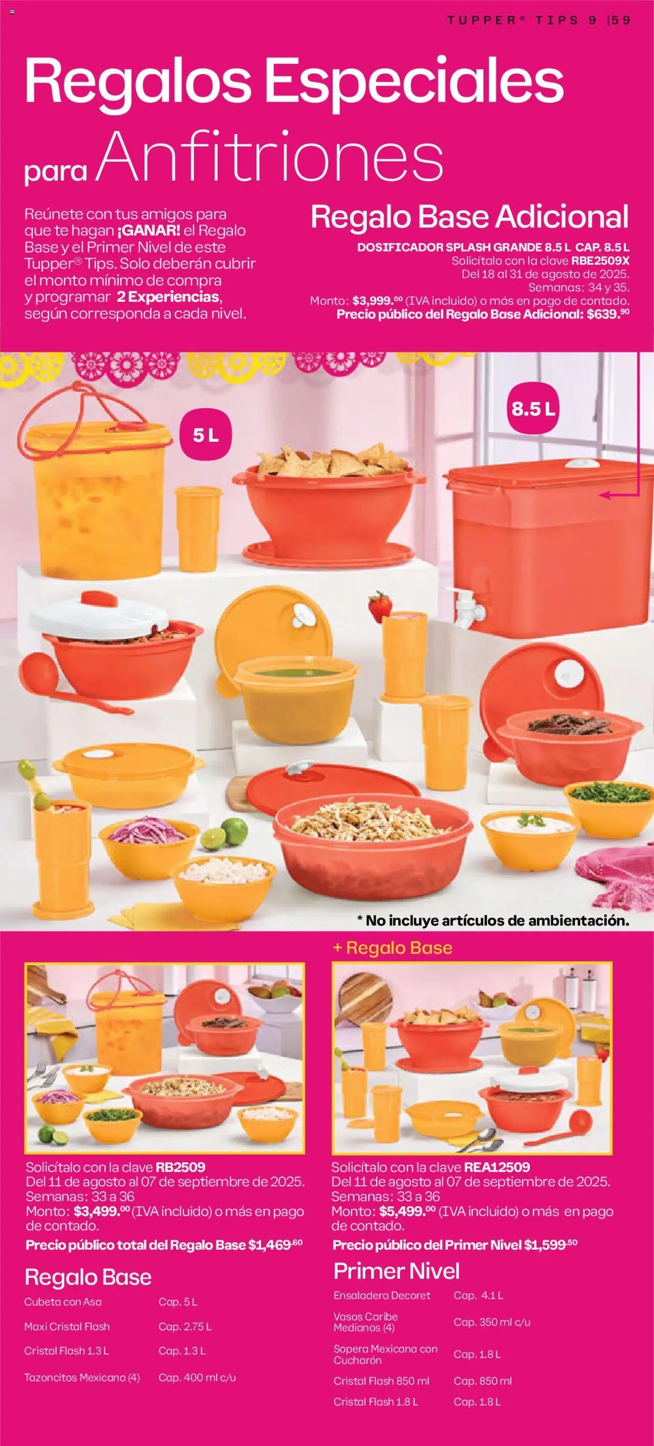 Nuevas ofertas de Tupperware válidas en toda la República Mexicana desde el 11.08.2025. ¡Encuentra las mejores ofertas en Tupperware catálogo! | Página: 59 | Productos: Ensaladera, Tupper, Cucharón, Vasos
