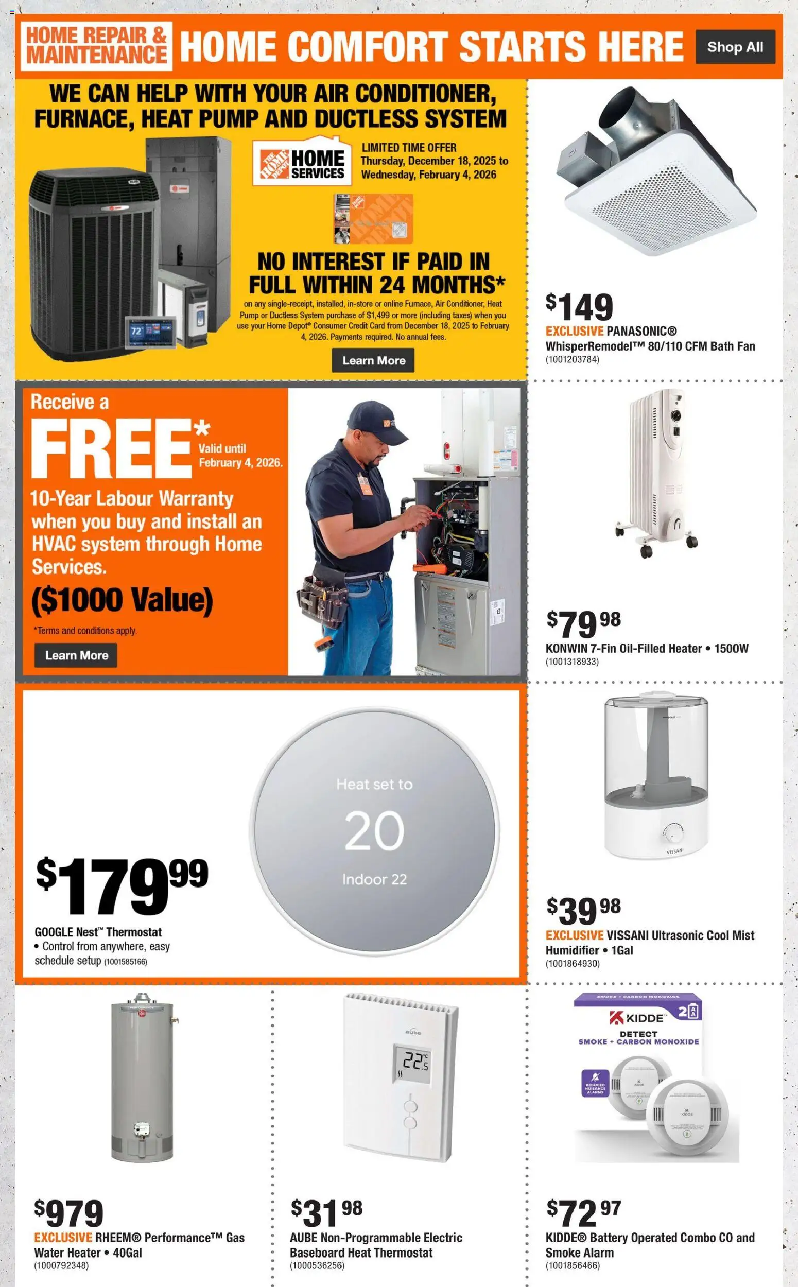 Home Depot flyer valid from 15.01.2026 | Page: 5 | Products: Fan, Battery, Bath
