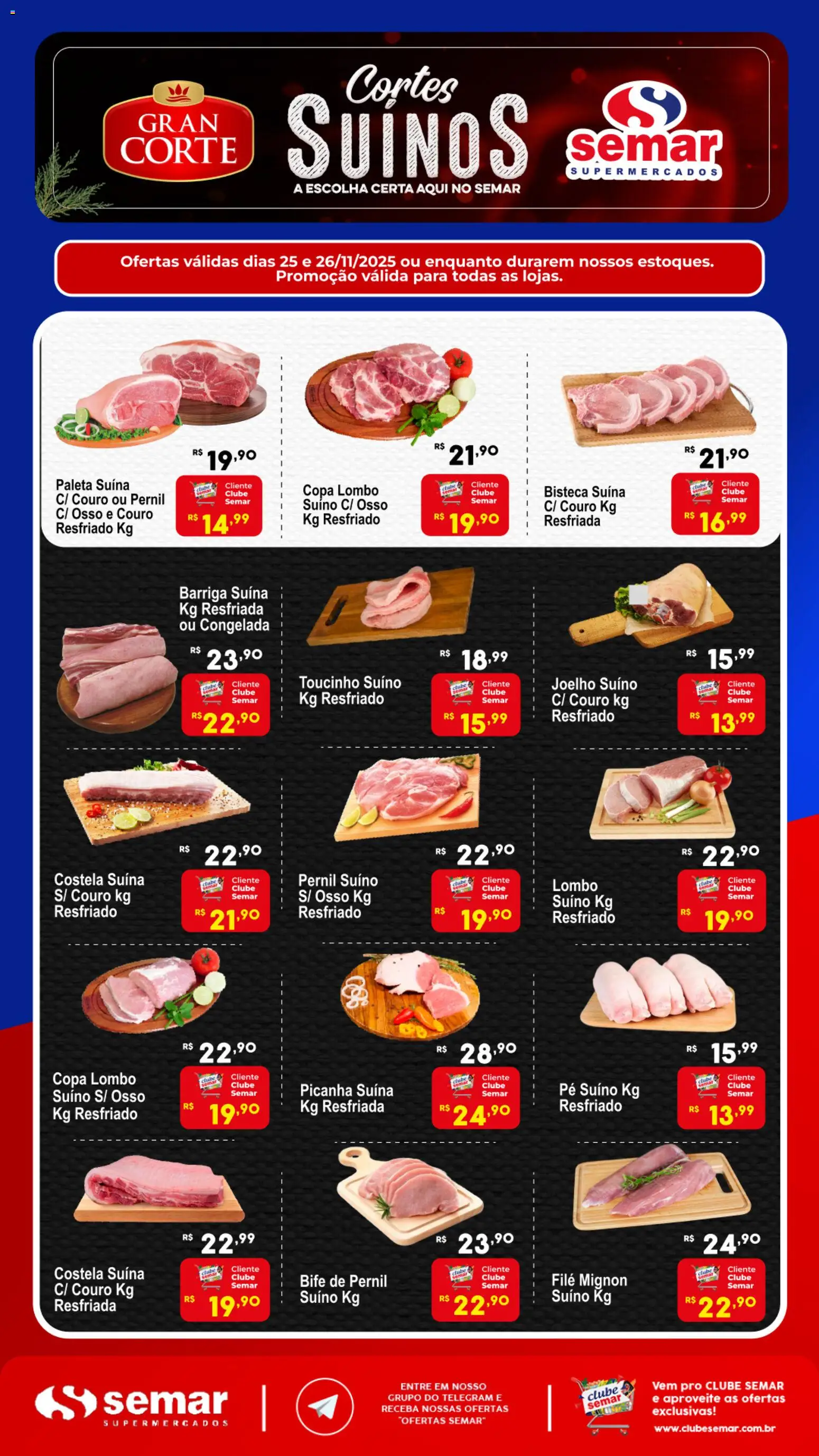 Semar Supermercado Folheto - válido de 25.11.2025 | Página: 1 | Produtos: Picanha, Lombo, Pernil, Copa