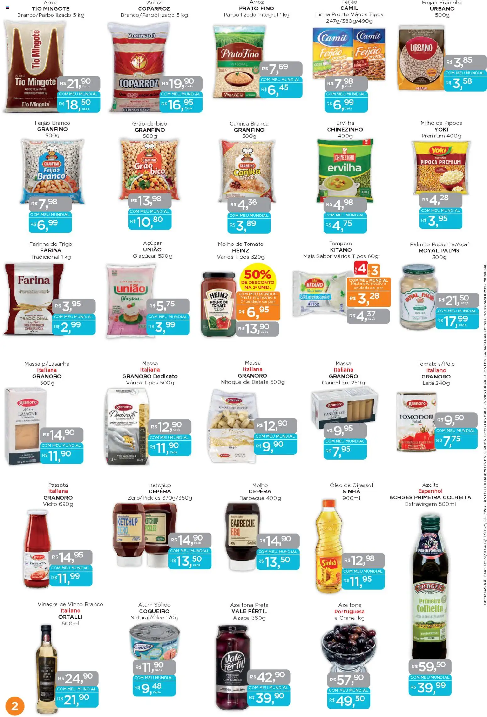 Mundial Folheto - válido de 31.10.2025 | Página: 2 | Produtos: Vinagre, Arroz, Massa, Sal
