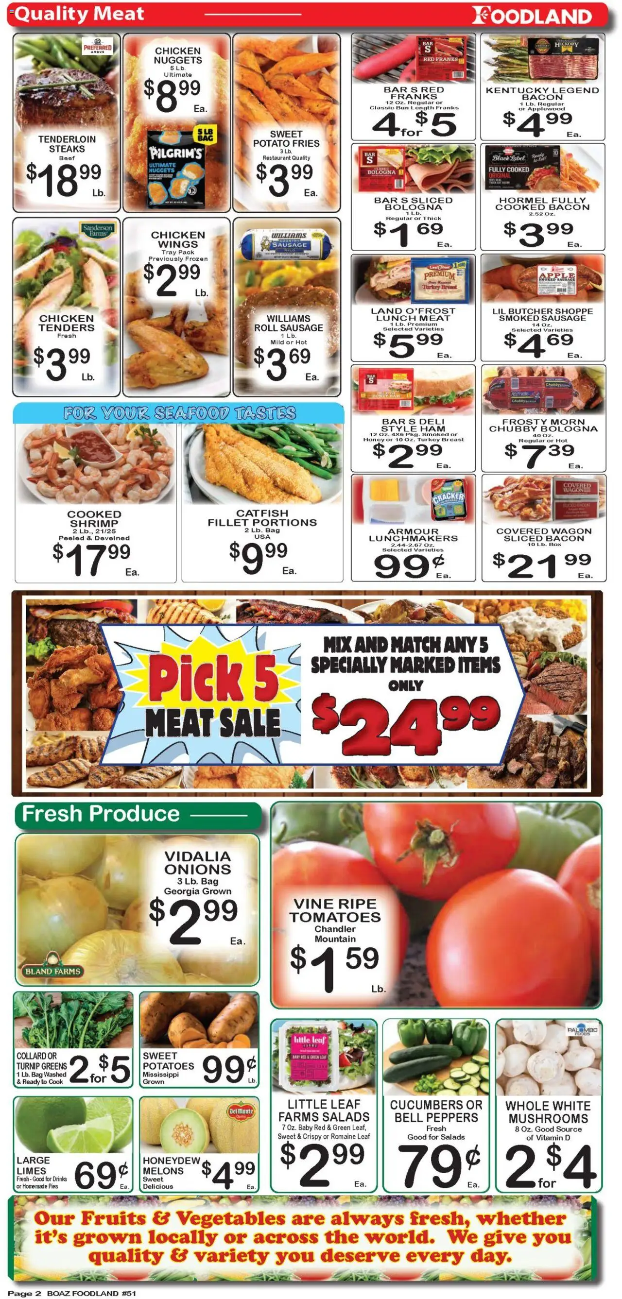 Foodland Weekly Ad - valid from 12.08.2025 | Page: 2 | Products: Peppers, Ham, Fruits, Bag