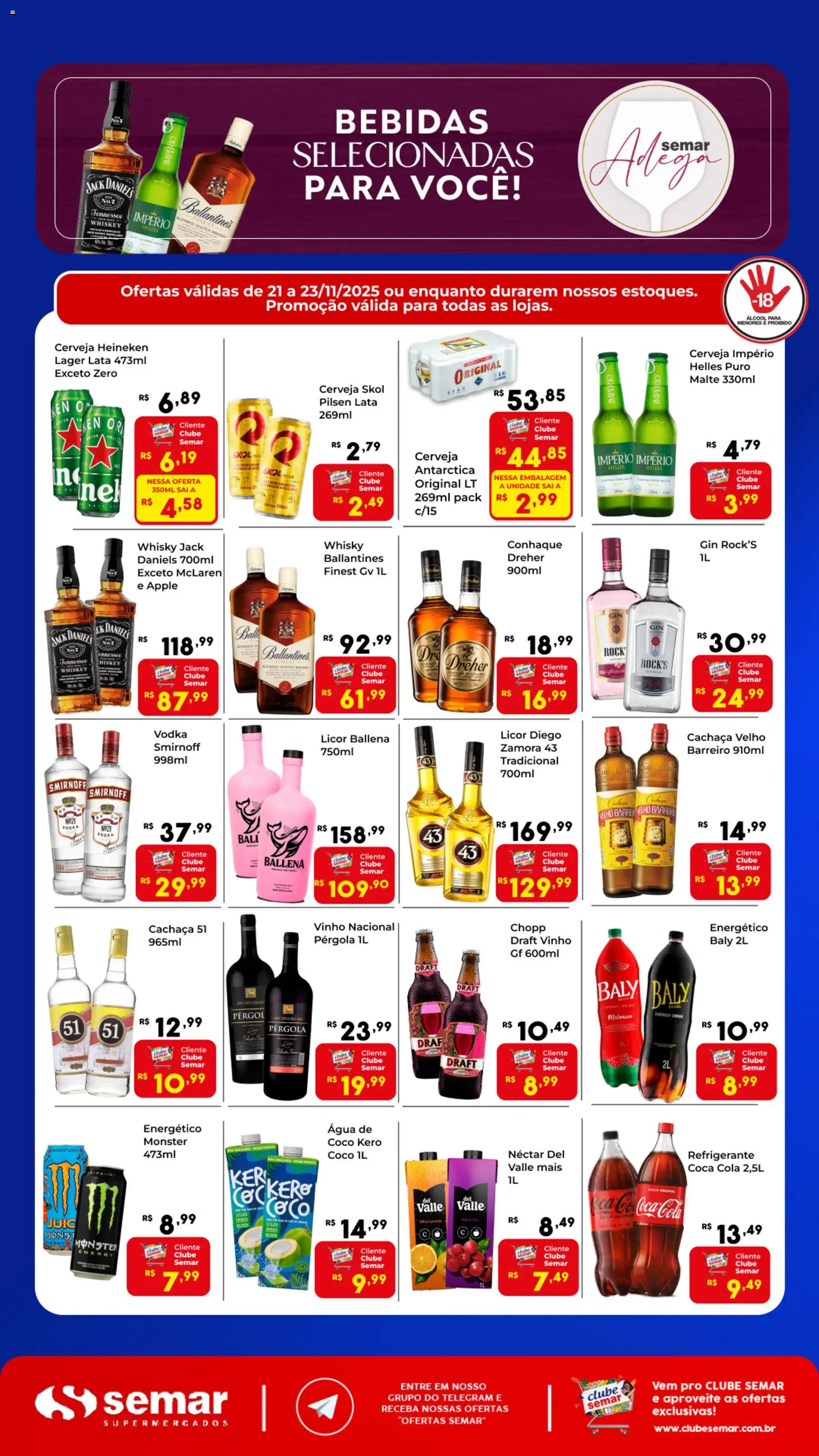 Semar Supermercado Folheto - válido de 21.11.2025 | Página: 1 | Produtos: Alho, Cerveja, Cerveja Heineken, Cachaça 51