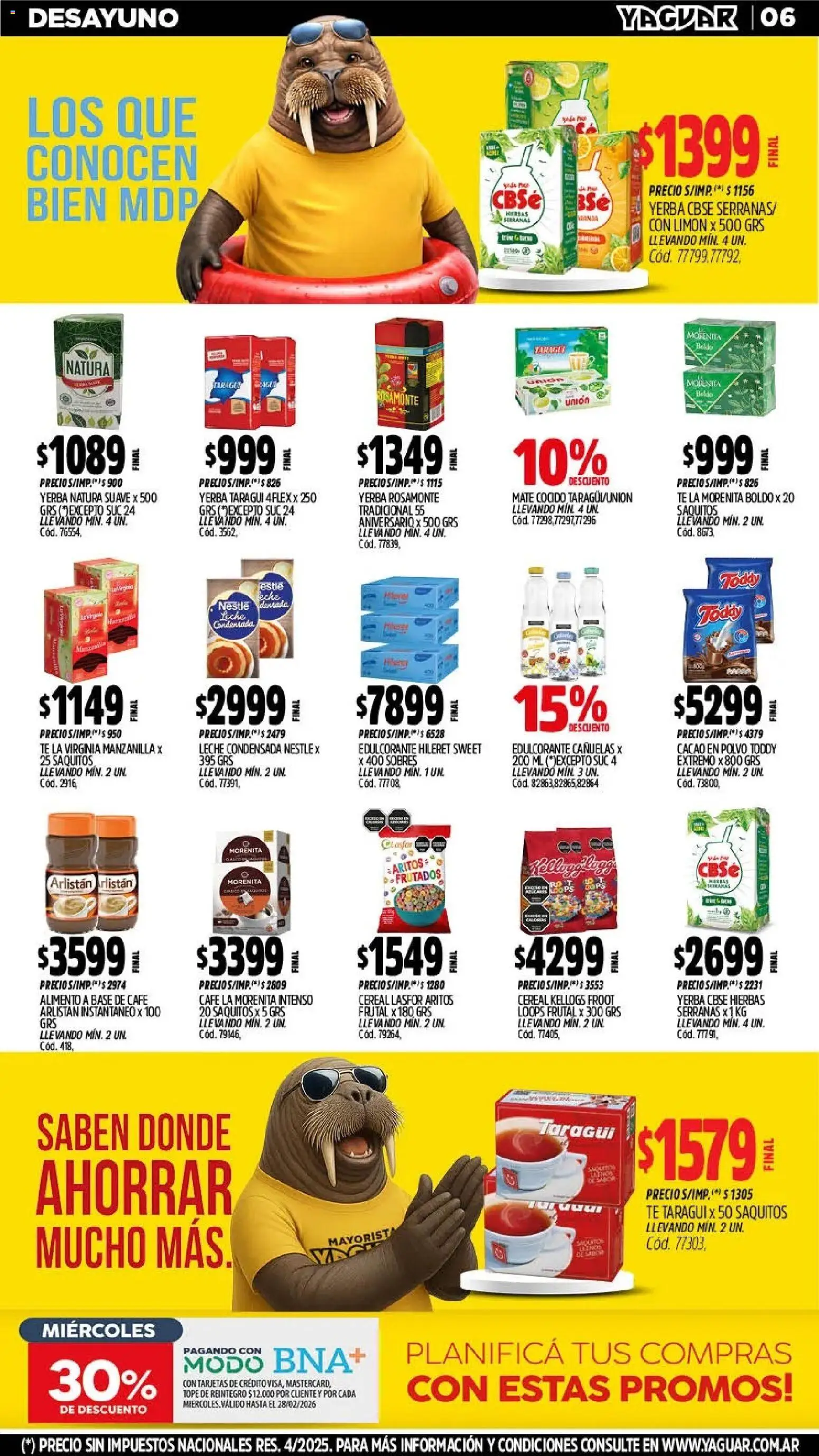 Yaguar - Oferta Semanal Mar del Plata │ válido desde el 02.02.2026 | Página: 5 | Productos: Edulcorante, Café, Mate cocido, Cacao