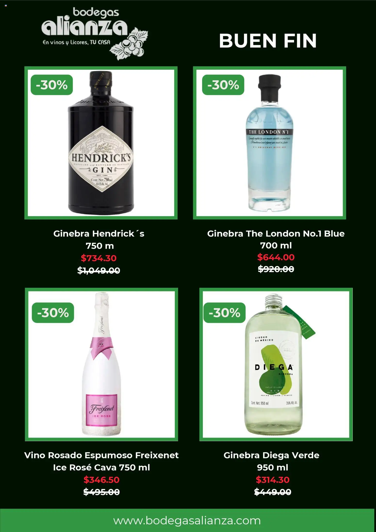 Nuevas ofertas de Bodegas Alianza válidas en toda la República Mexicana desde el 13.11.2025. ¡Encuentra las mejores ofertas en Bodegas Alianza Buen Fin! | Página: 5 | Productos: Limón, Ginebra, Cava, Vino
