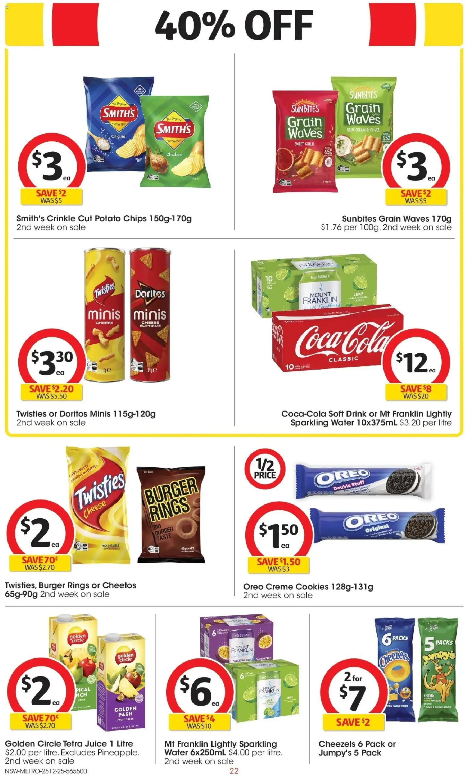 Coles catalogue - valid from 25.12.2025 | Page: 22 | Products: Chips, Passionfruit, Water, Chilli