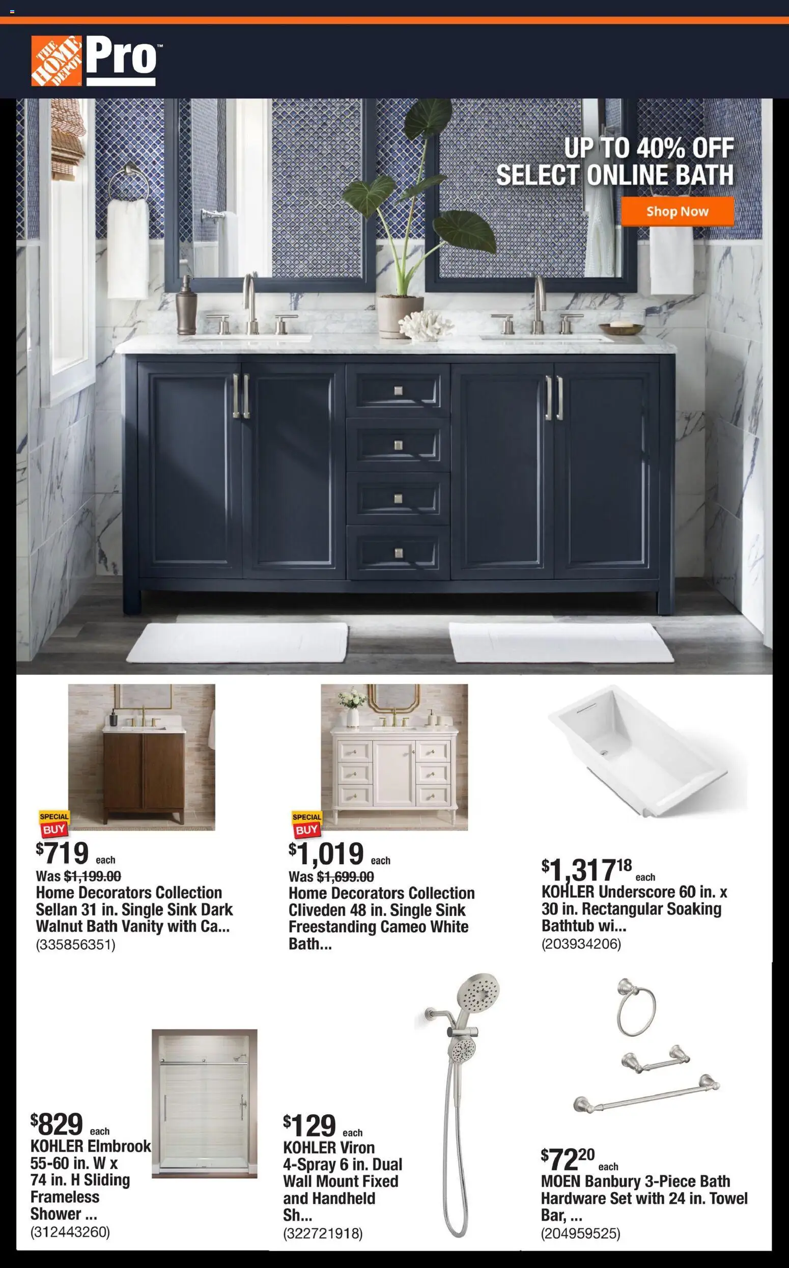 Home Depot Shop Pro Ad - NY - valid from 12.01.2026 | Page: 1 | Products: Bath, Shower, Bathtub