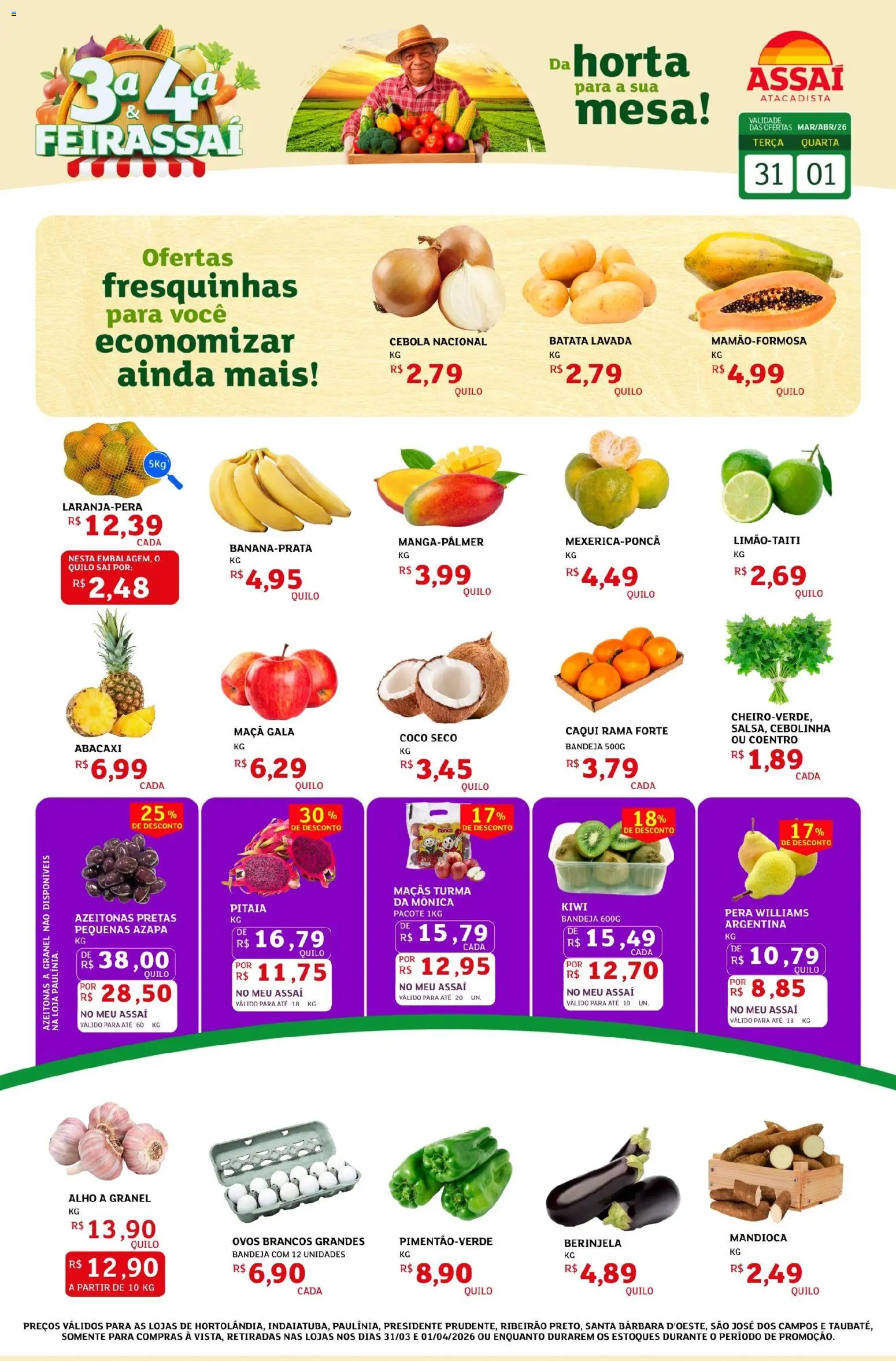 Assaí Atacadista Folheto - válido de 31.03.2026 | Página: 1 | Produtos: Caqui, Mesa, Maçãs, Abacaxi