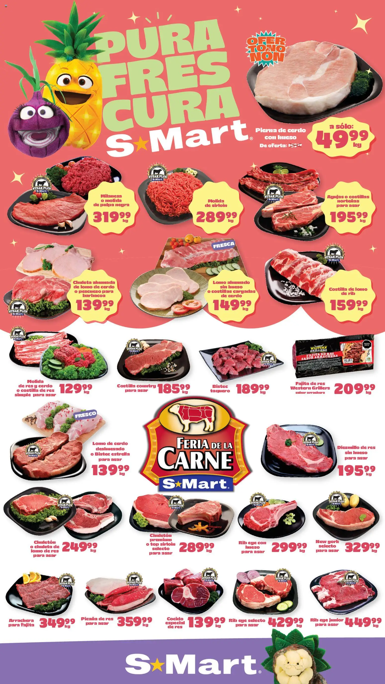 Nuevas ofertas de S-Mart válidas en toda la República Mexicana desde el 17.04.2026. ¡Encuentra las mejores ofertas en S-Mart folleto Ofertas de feria Nuevo Laredo ! | Página: 1 | Productos: Milanesa, Cerdo, Res, Top