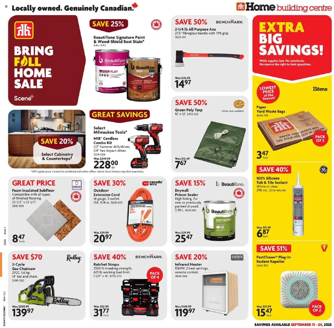 Home Hardware flyer valid from 11.09.2025 | Page: 1 | Products: Bag