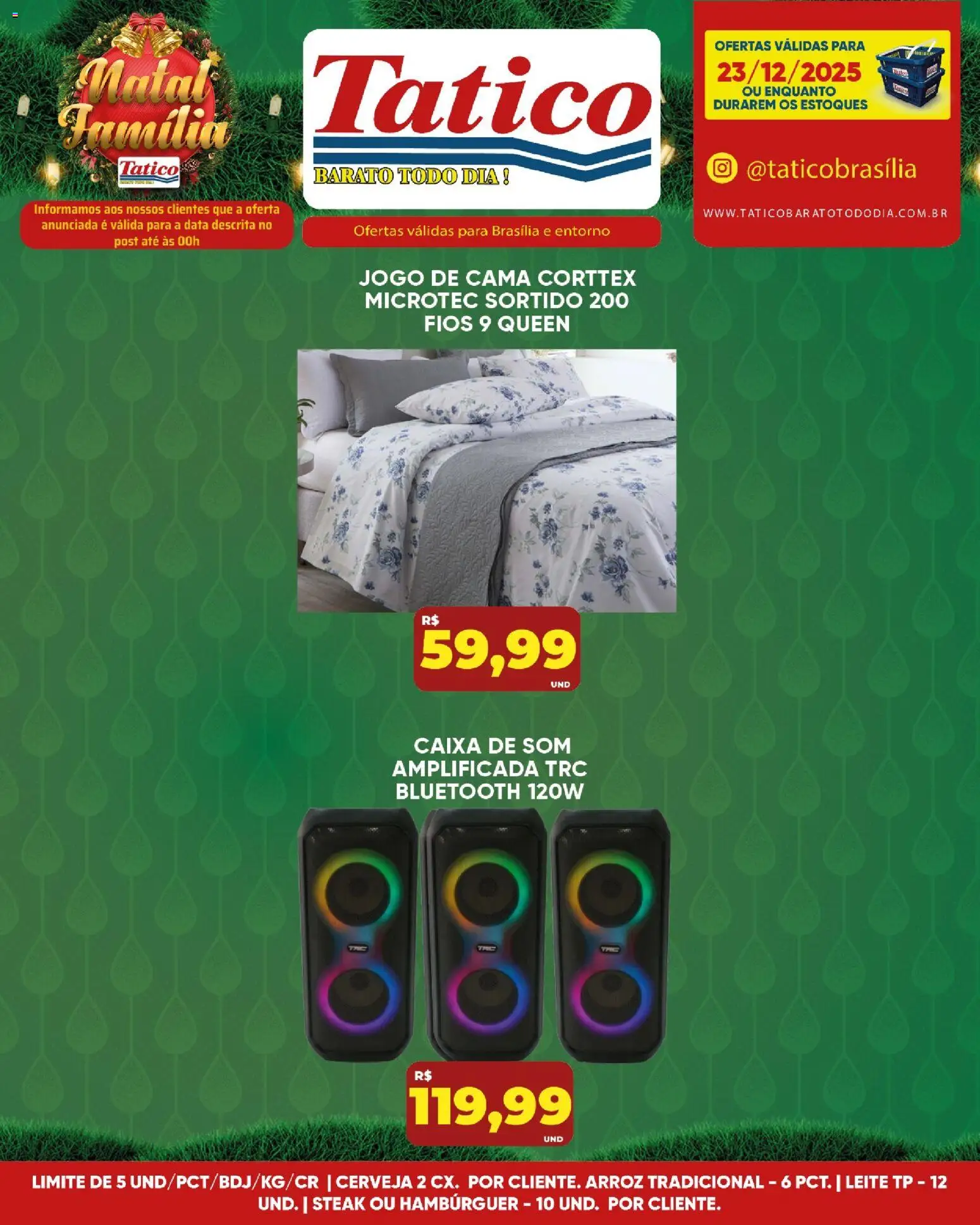 Tatico Folheto - válido de 23.12.2025 | Página: 1 | Produtos: Jogo de cama, Cama, Leite, Hambúrguer