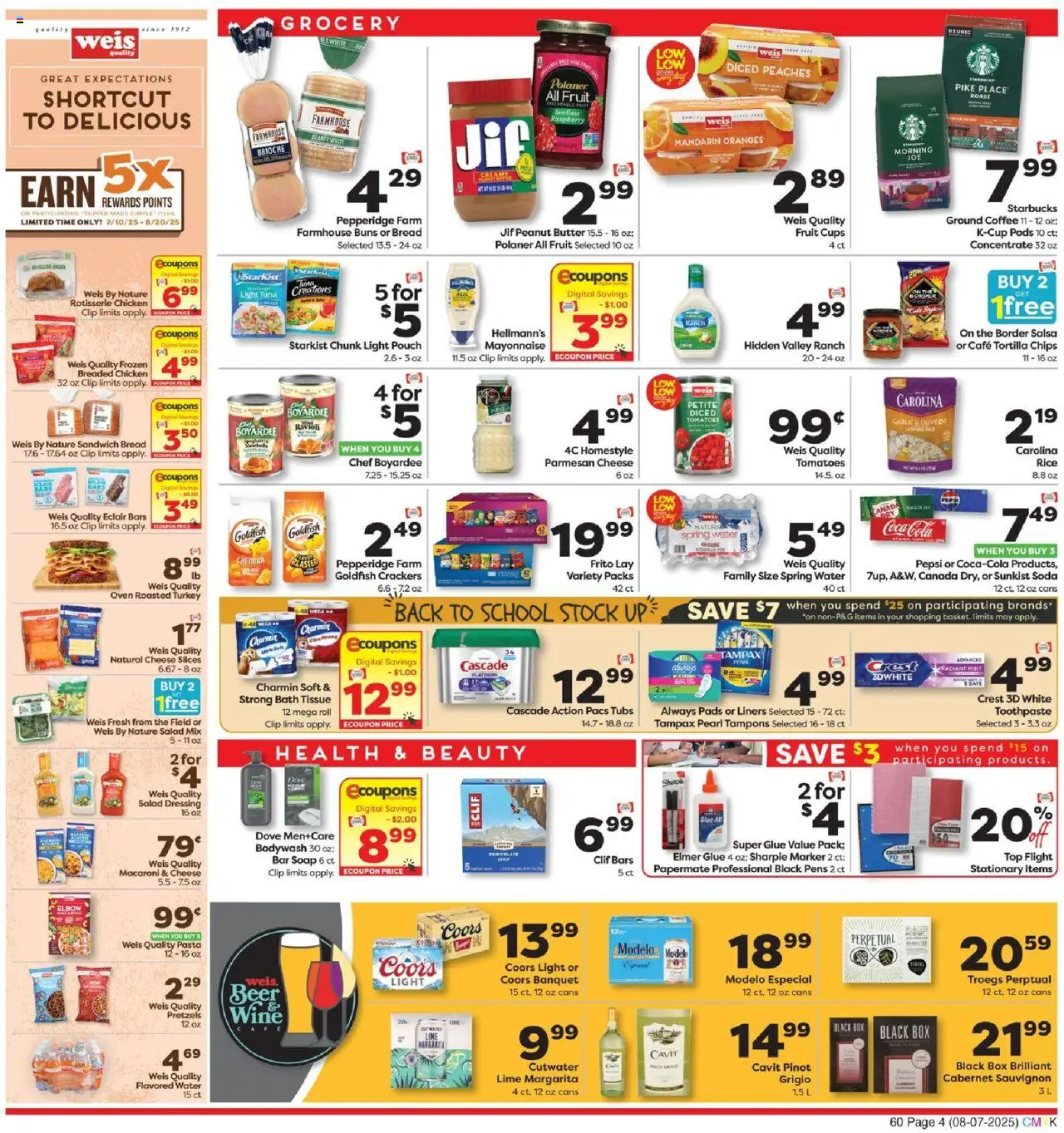 Weis Weekly Circular - PA - valid from 07.08.2025 | Page: 4 | Products: Butter, Tampons, Bar Soap, Raspberry